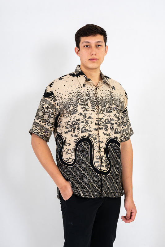 Men's Batik Shirt - Sandscape | Short Sleeves 1