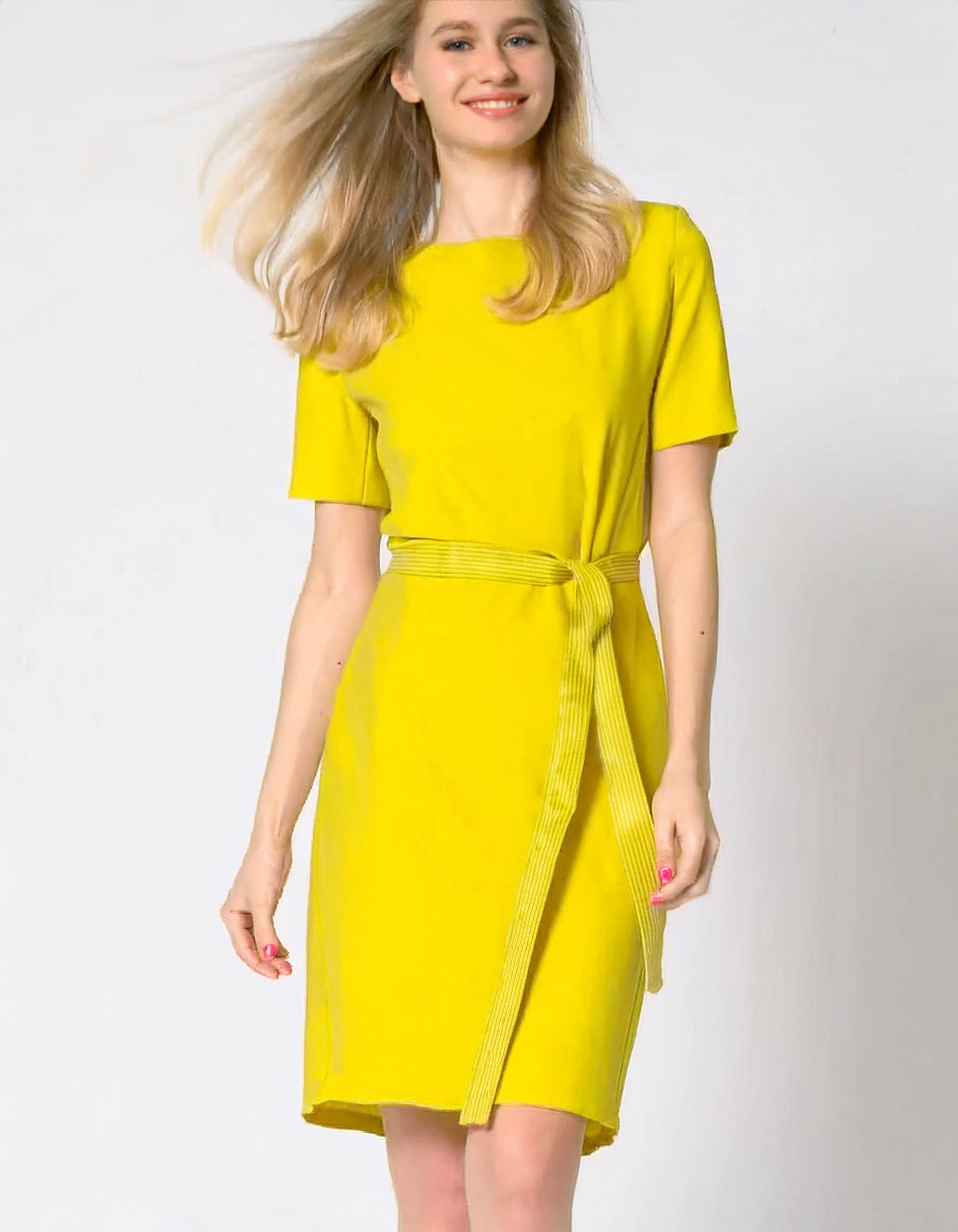 Sunshine Yellow Midi Wrap Dress - Kala Wear Wrap Dresses Sunshine Yellow Midi Wrap Dress - Kala Wear Wrap Dresses