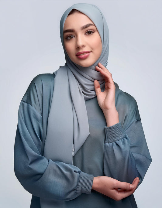 Aqua Blue Satin Hijab