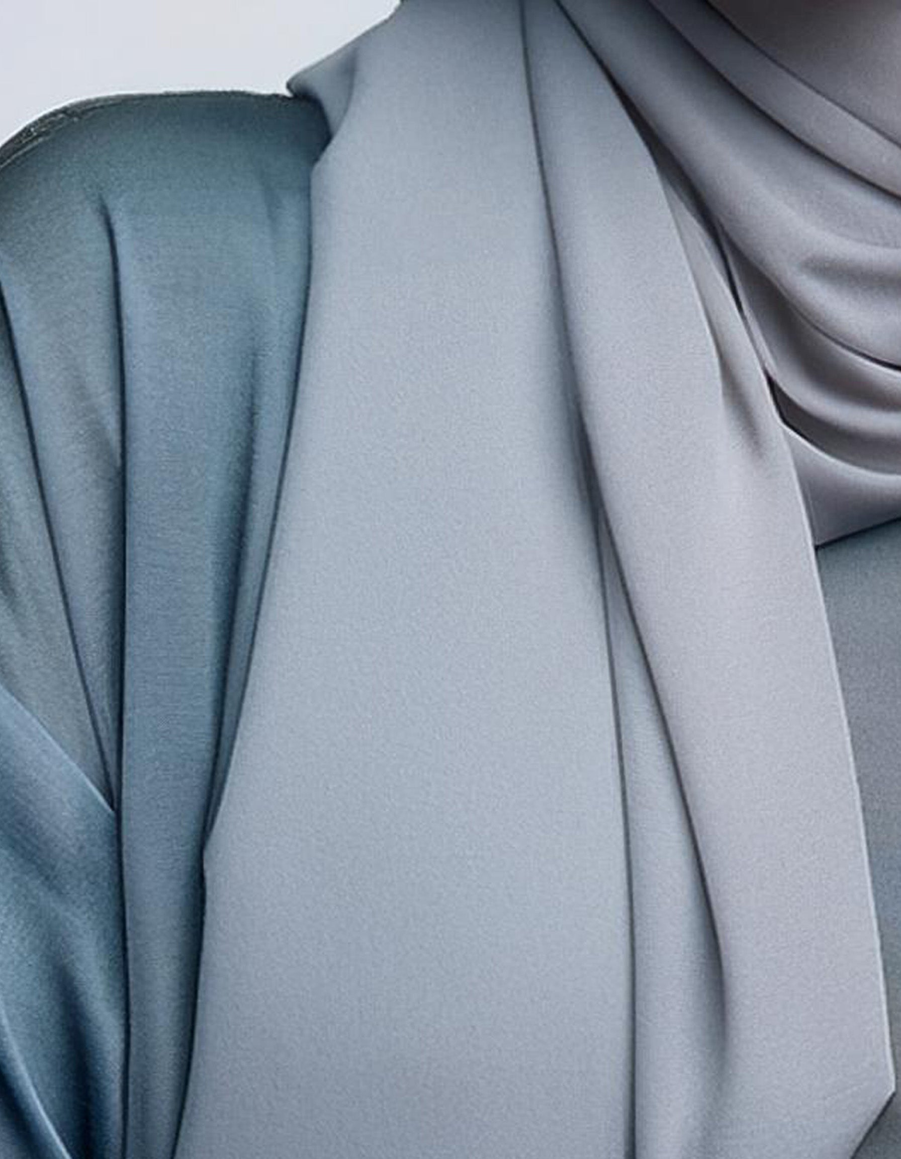 Aqua Blue Satin Hijab 4