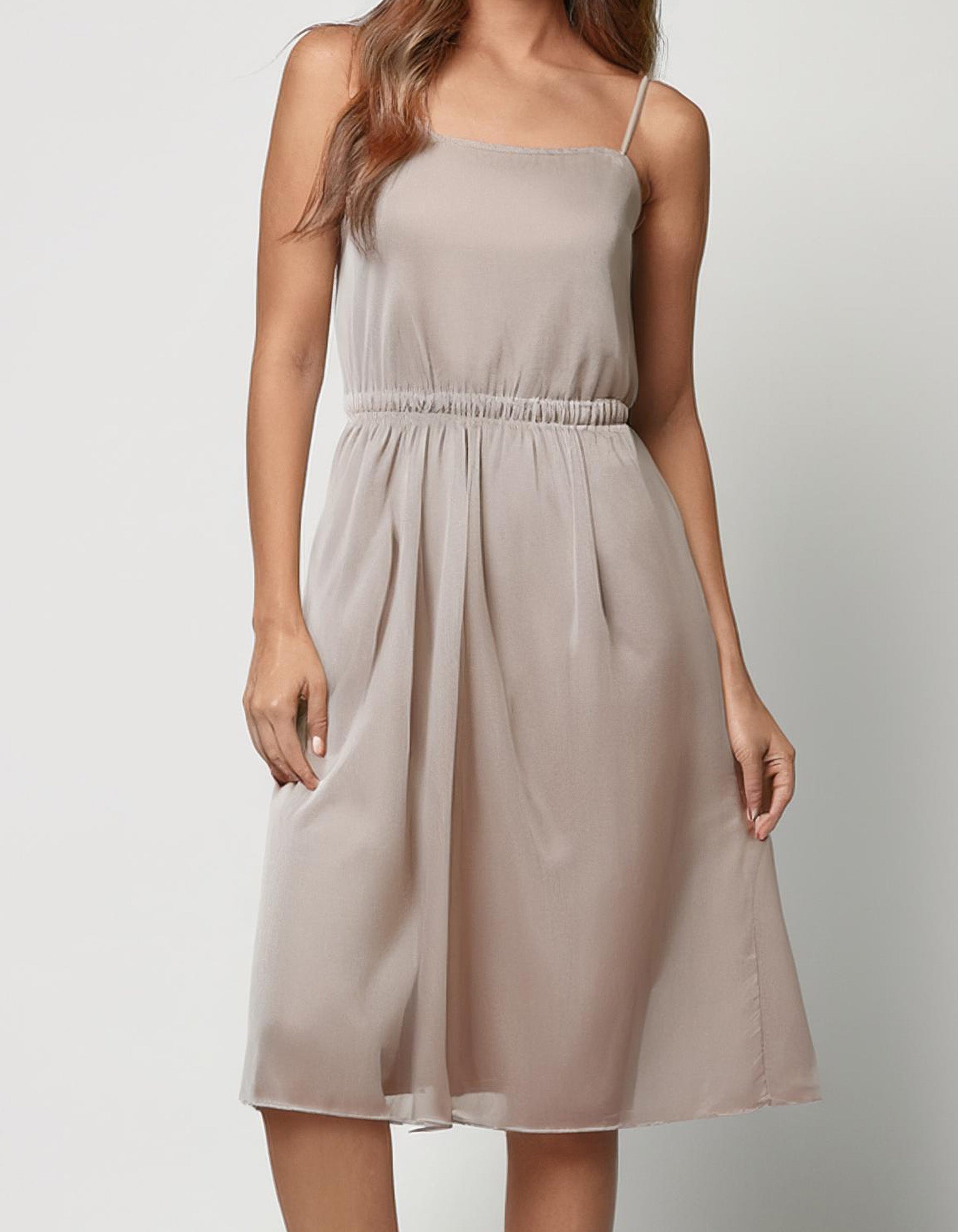 Beige Casual Slip Midi Dress 2