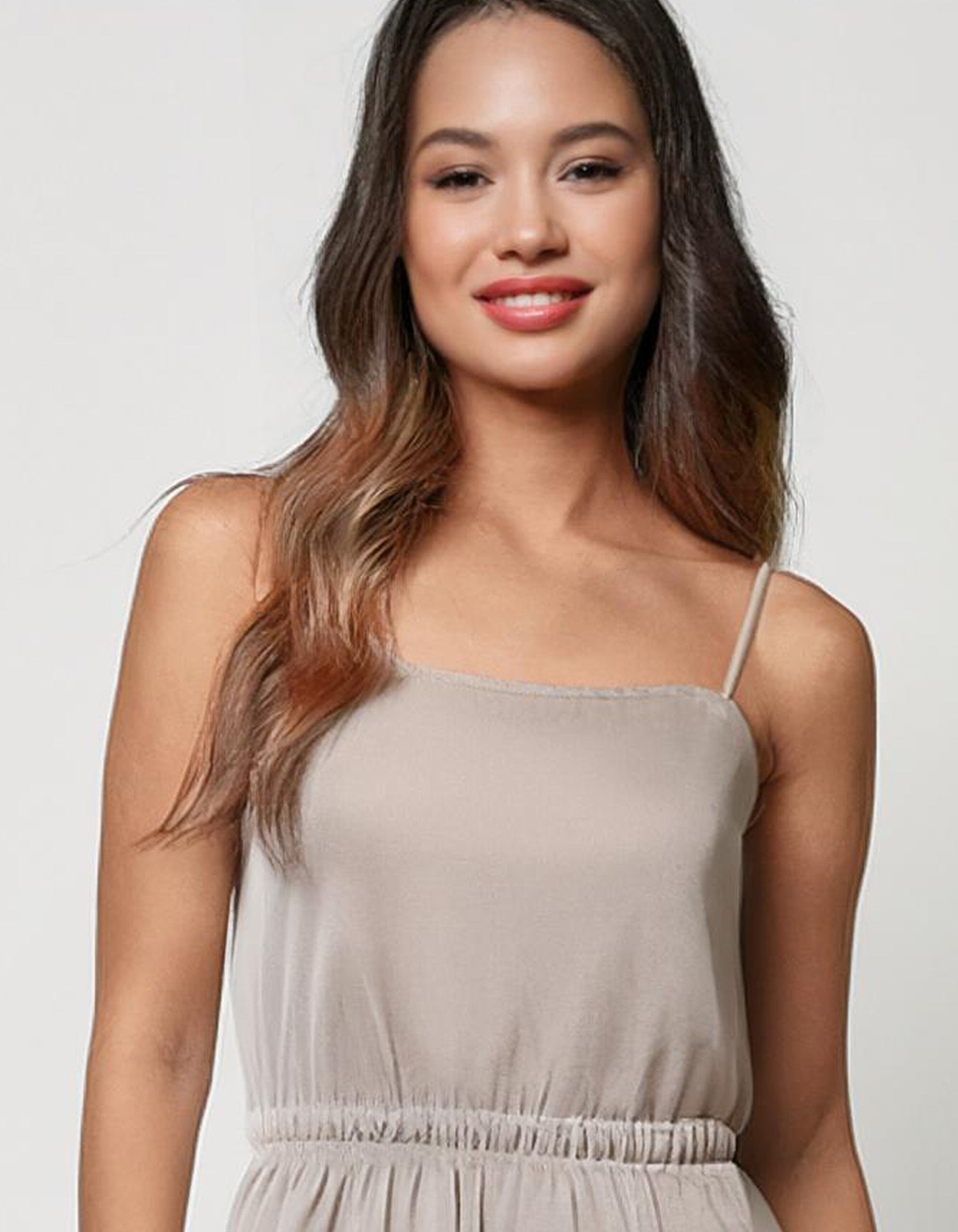 Beige Casual Slip Midi Dress 4
