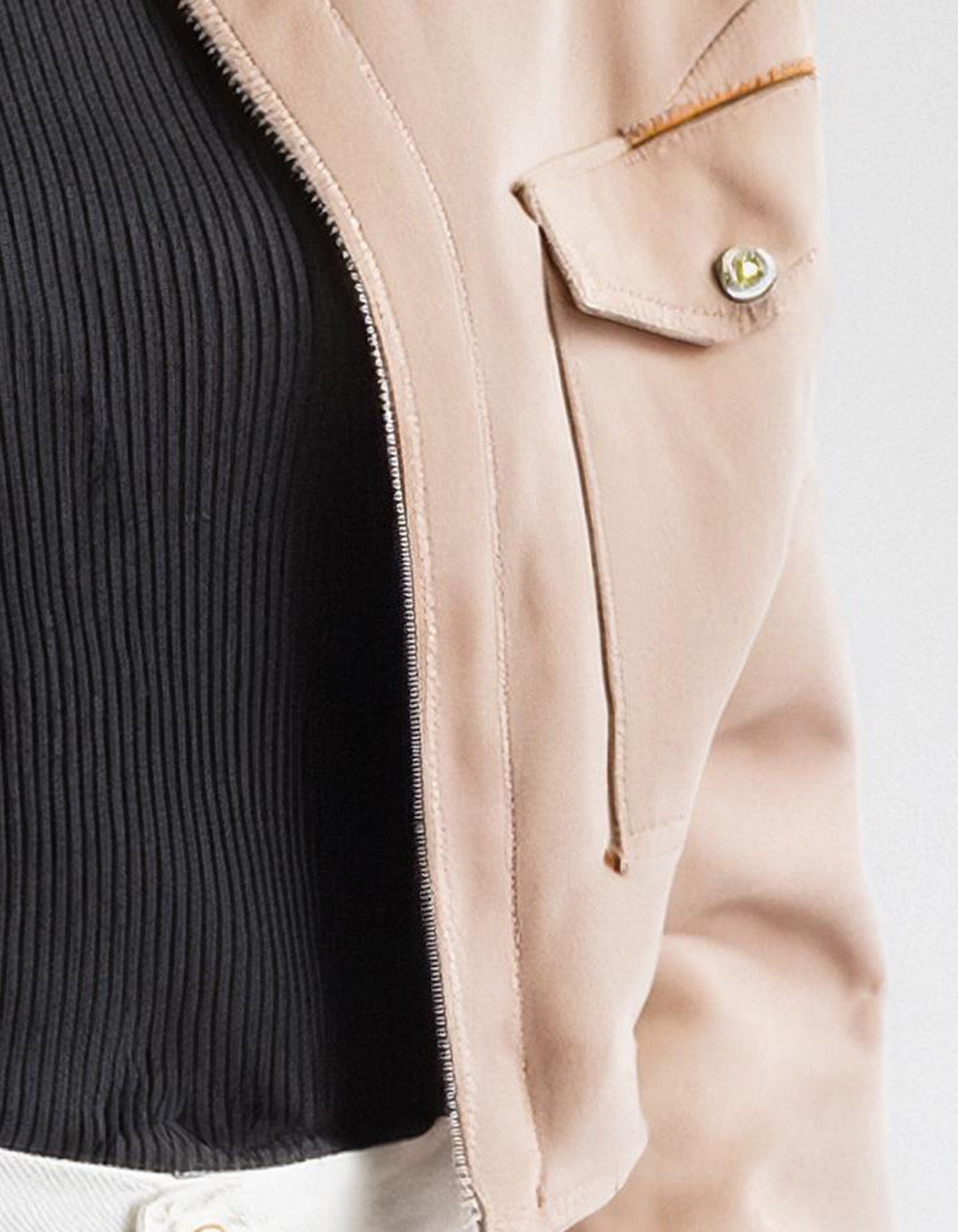 Beige Classic Bomber Jacket 3