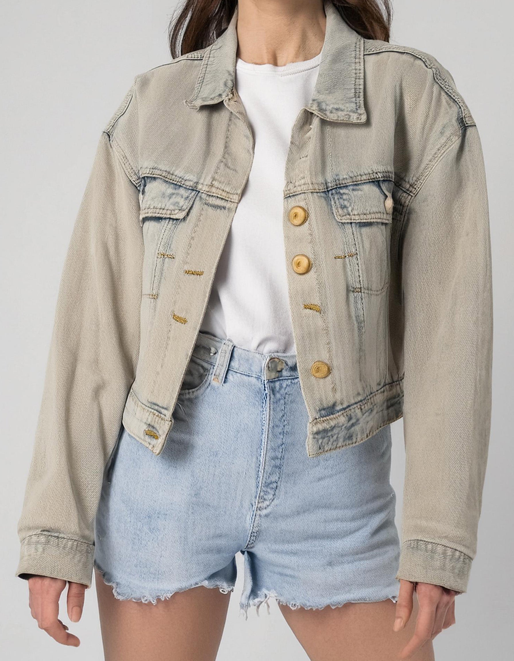 Beige Denim Jacket 2