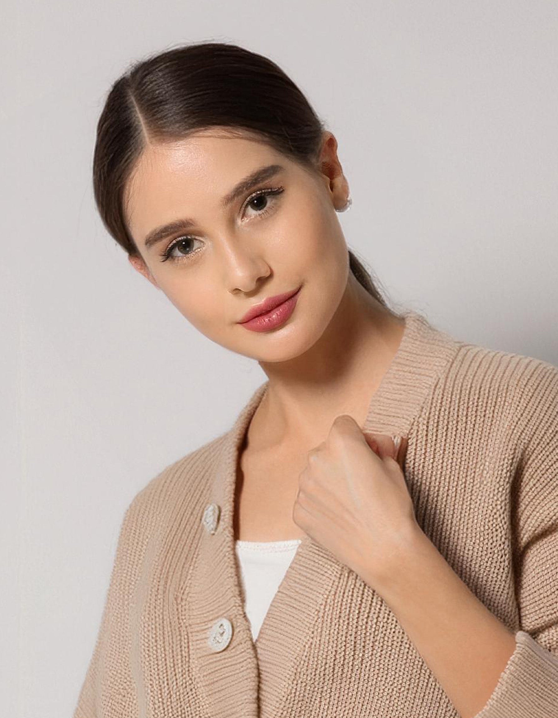 Beige Shawl Collar Cardigan 4