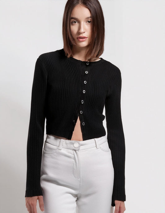 Black Cropped Cardigan