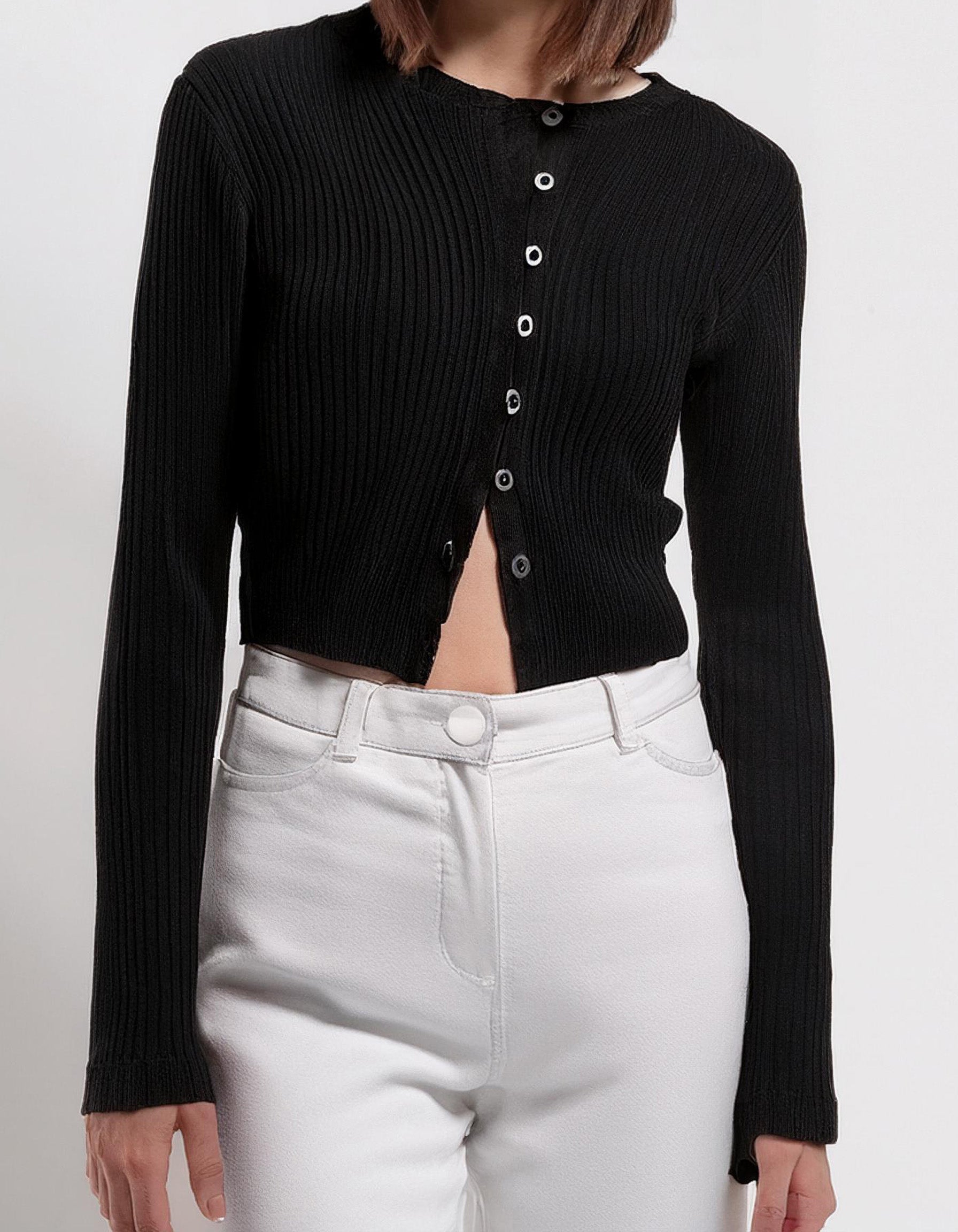 Black Cropped Cardigan 2