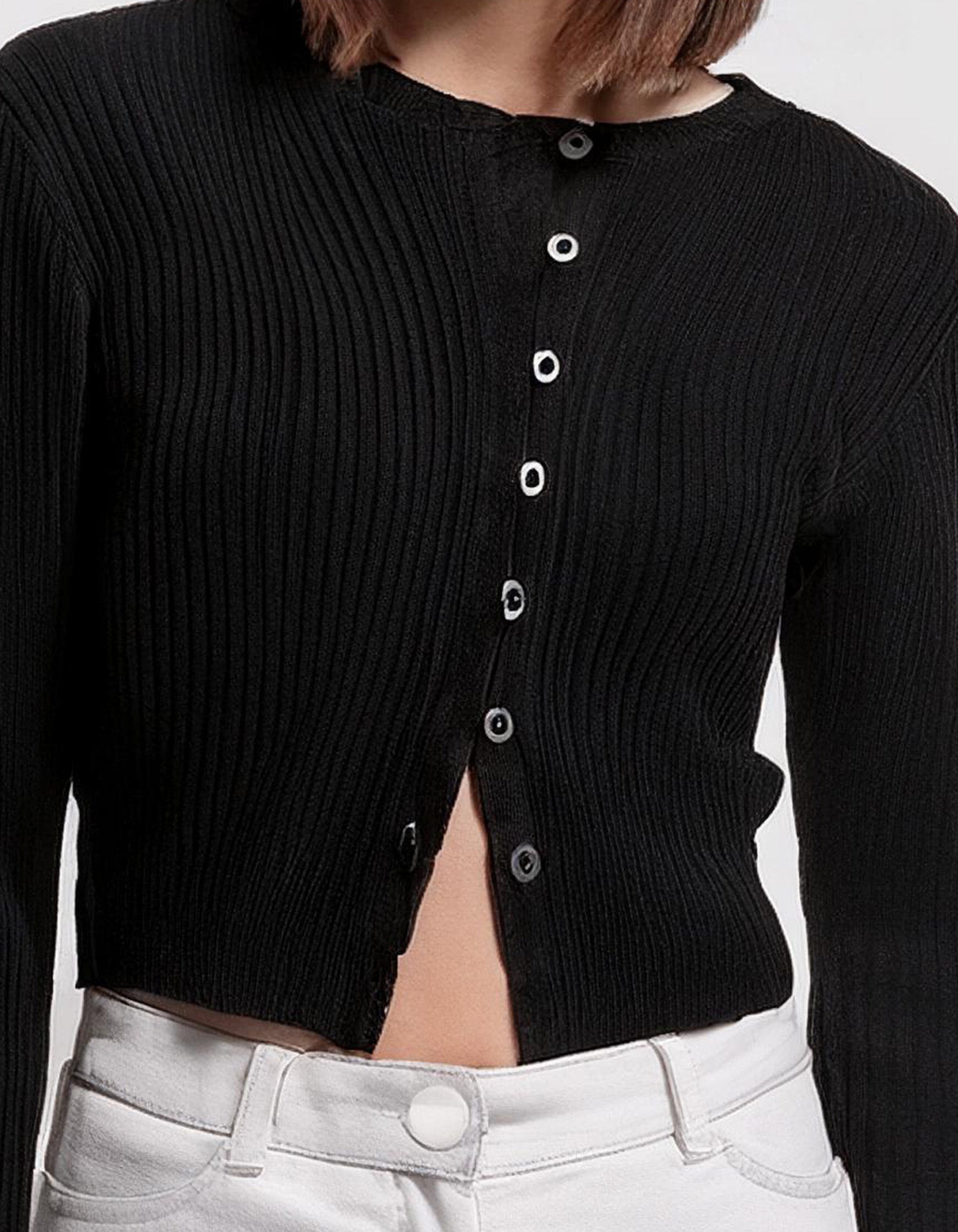 Black Cropped Cardigan 3