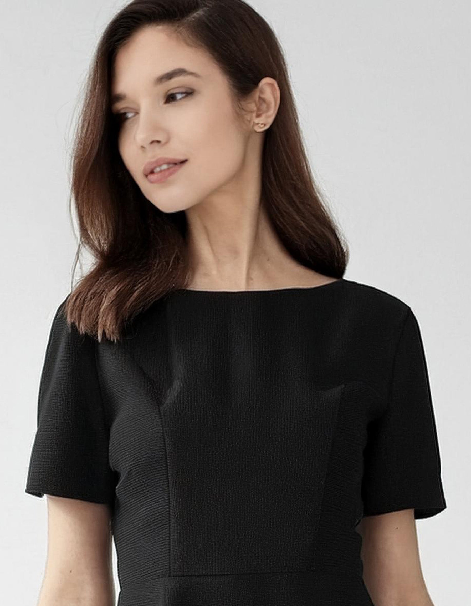 Black Off-Shoulder A-Line Dress 4