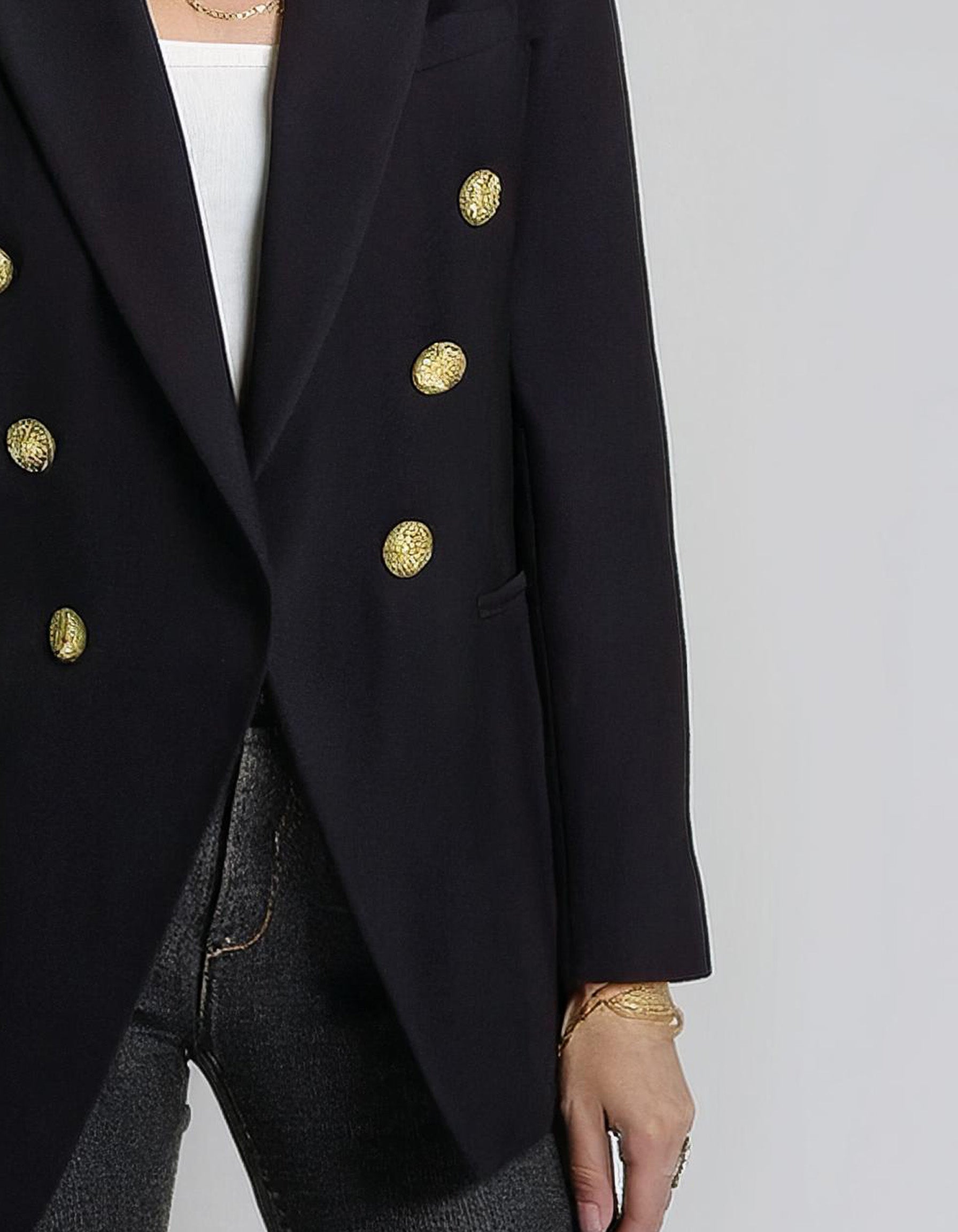 Black Structured Double-Breasted Blazer 3