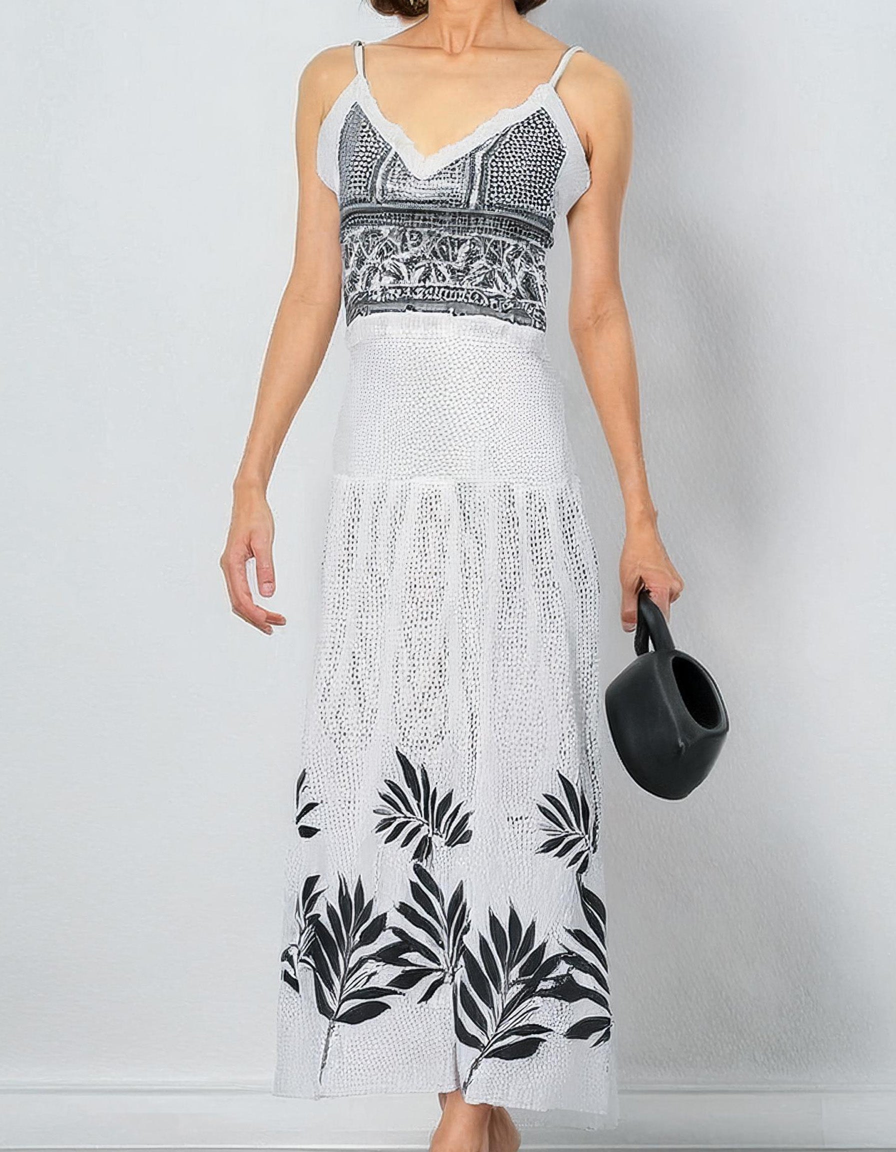 Black and White Contrast Midi Dress 2