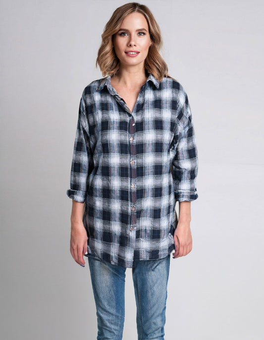 Blue Frost Check Flannel Shirt