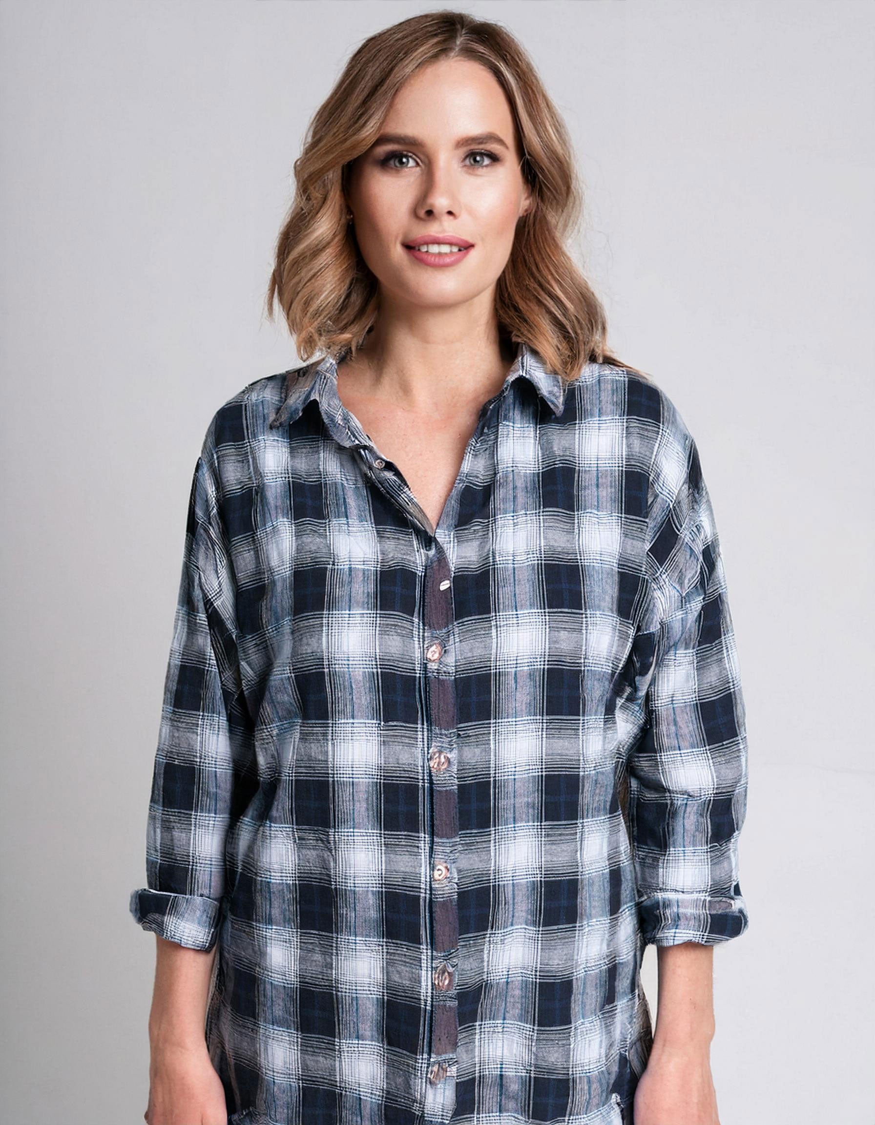 Blue Frost Check Flannel Shirt 2