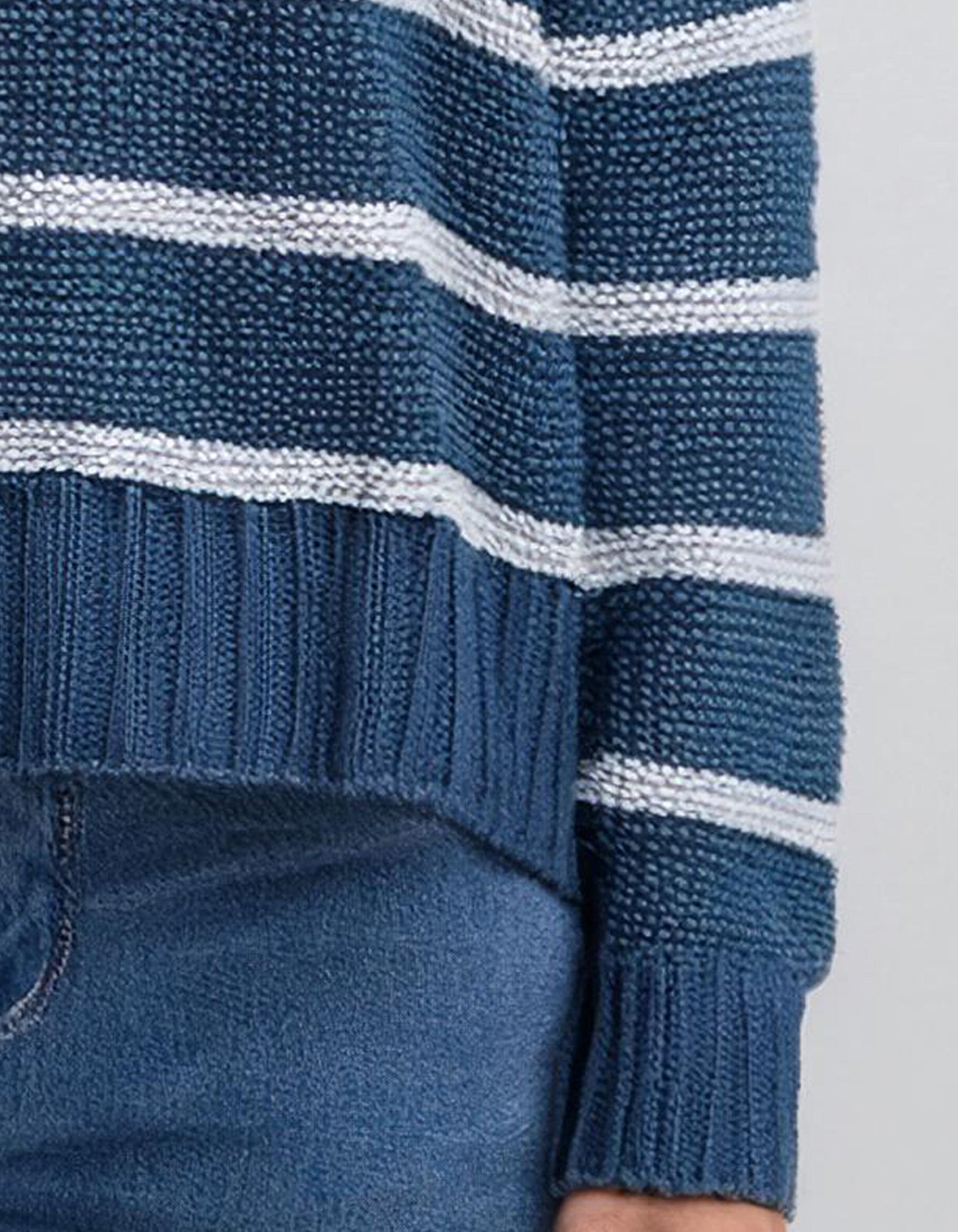 Blue and White Striped Knit Pullover 3