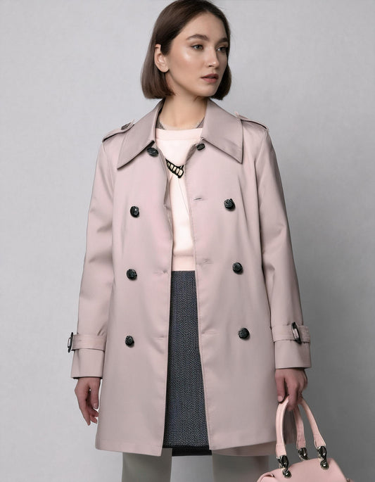 Blush Double-Breasted Trench Coats