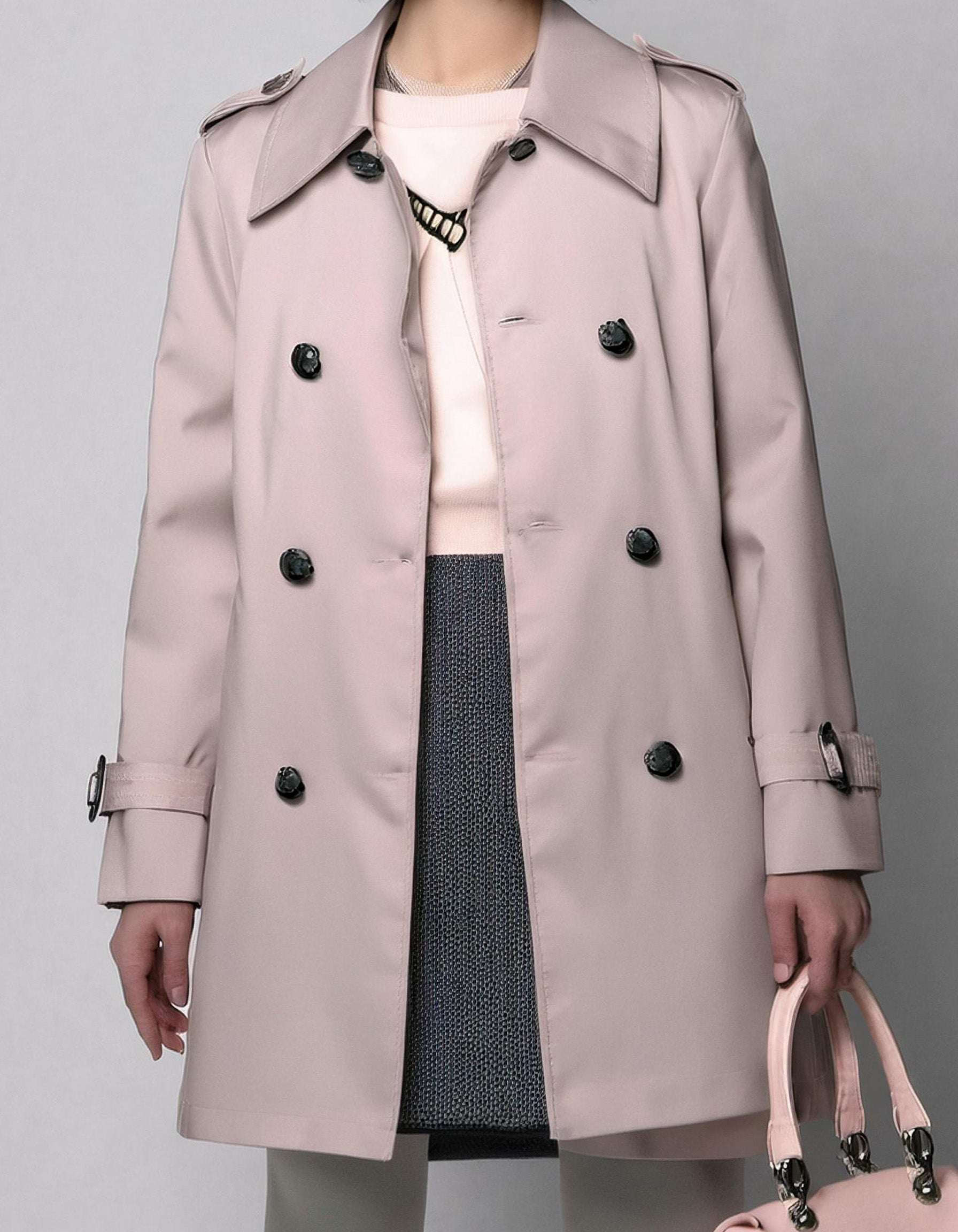 Blush Double-Breasted Trench Coats 2