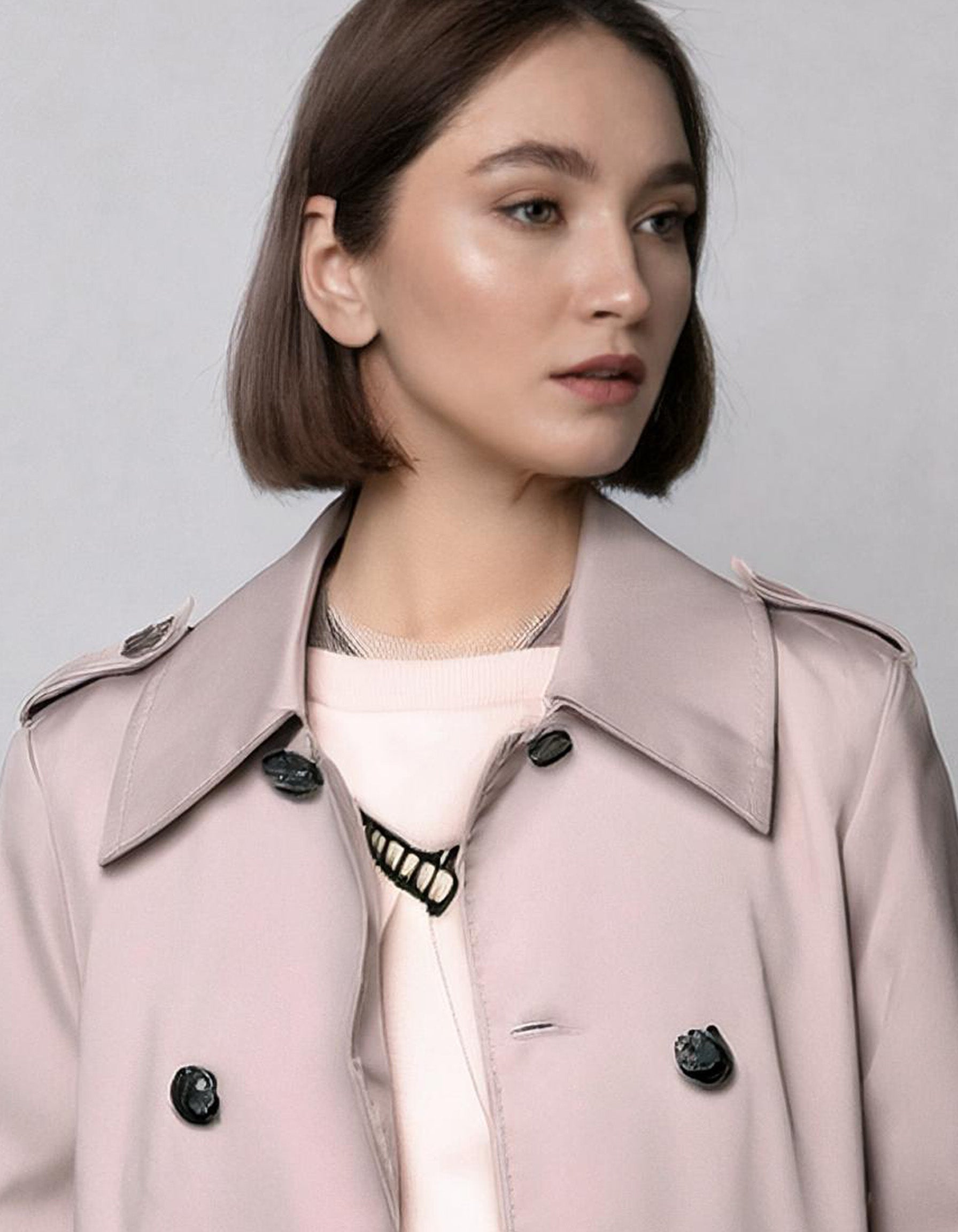 Blush Double-Breasted Trench Coats 4
