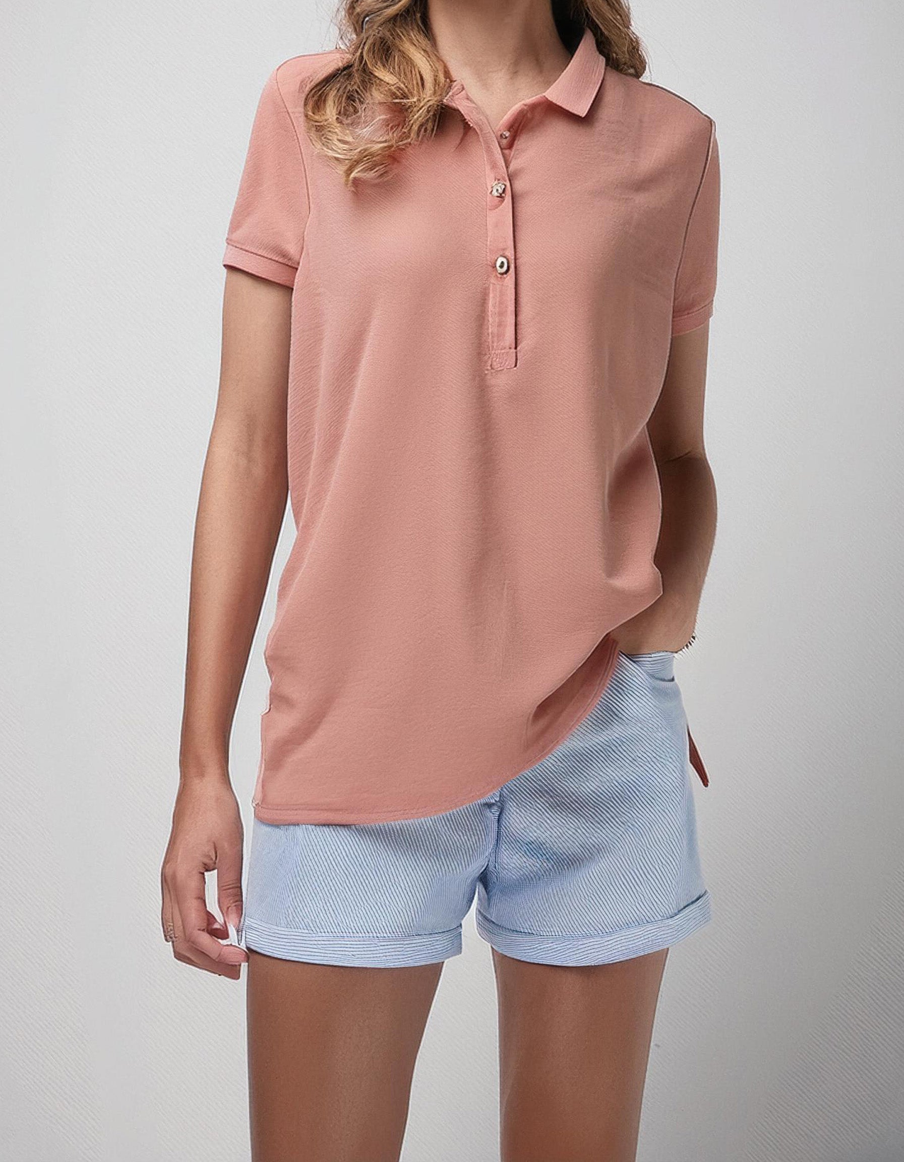 Blush Pink Long-Sleeve Polo Shirt 2