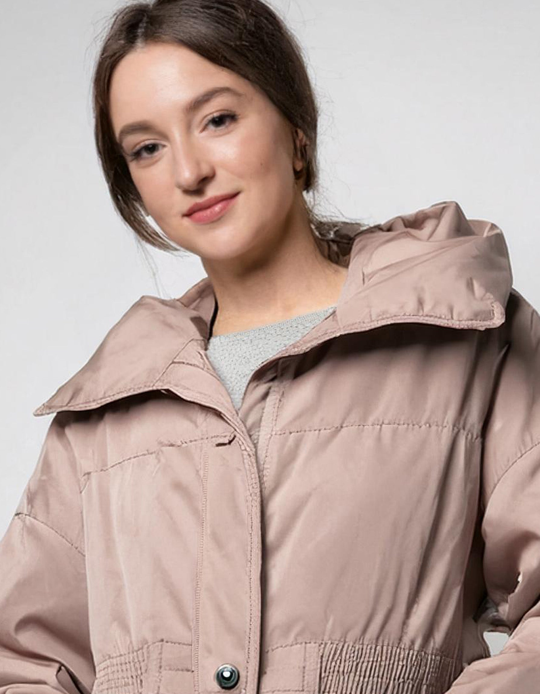 Blush Pink Long Hooded Parka with Insulation 4