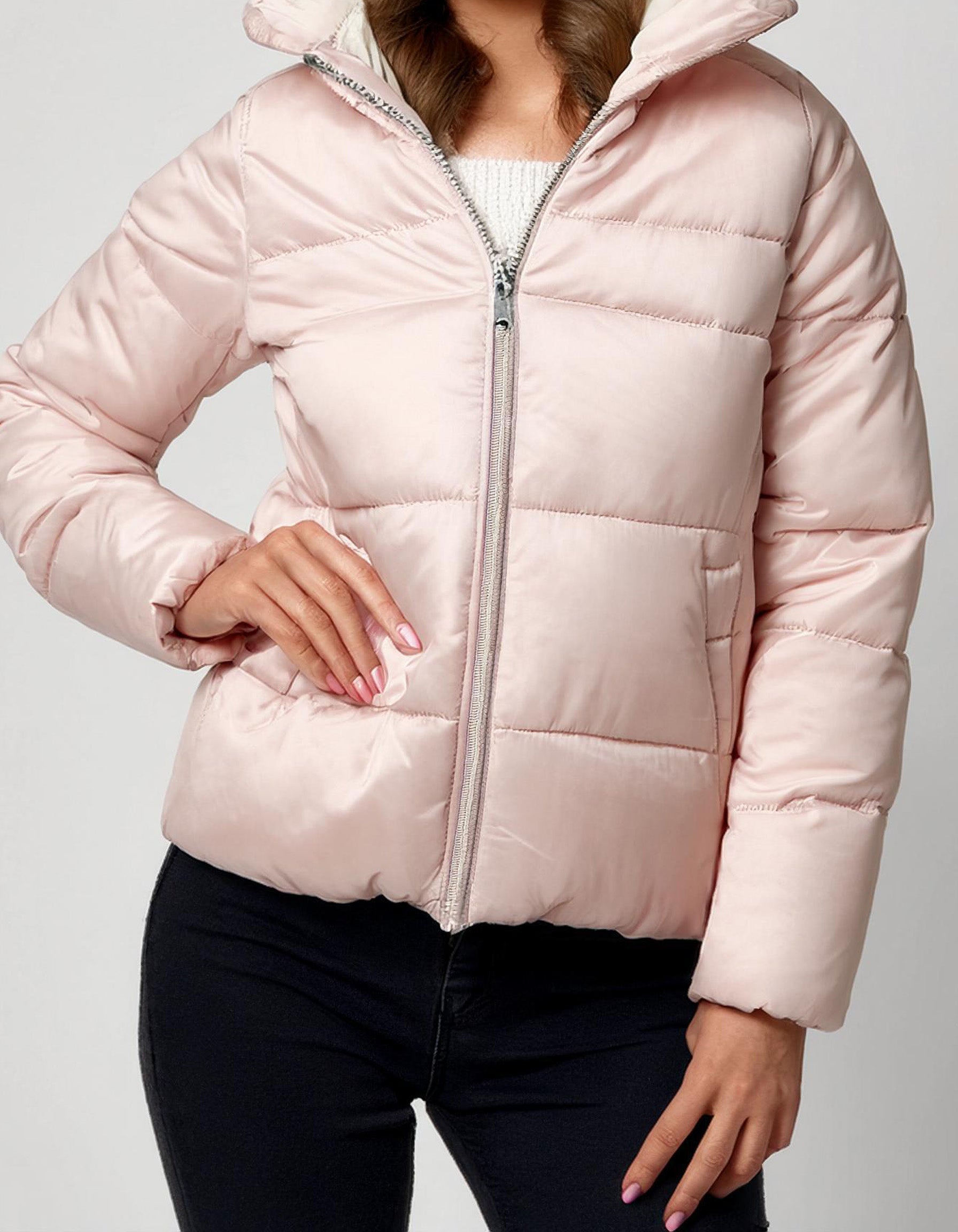 Blush Pink Short Puffer Jacket 2