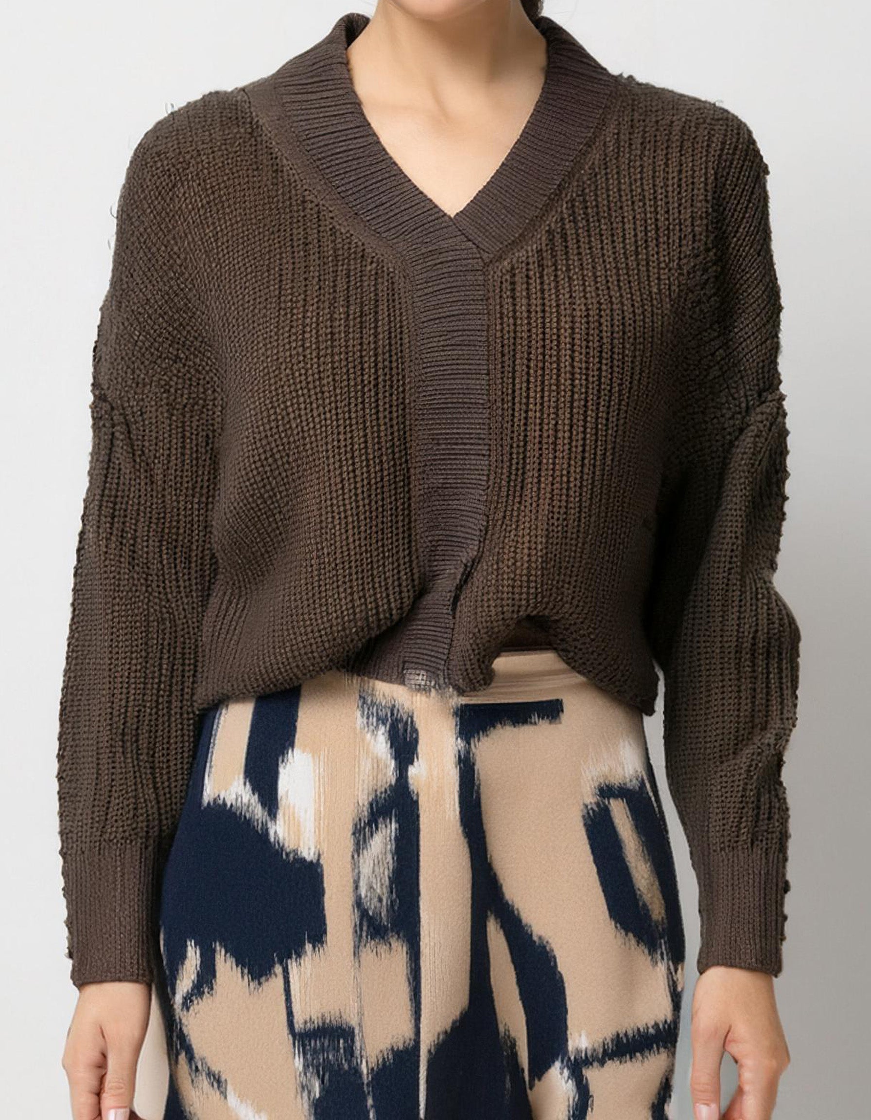 Brown Chunky Knit Pullover 2