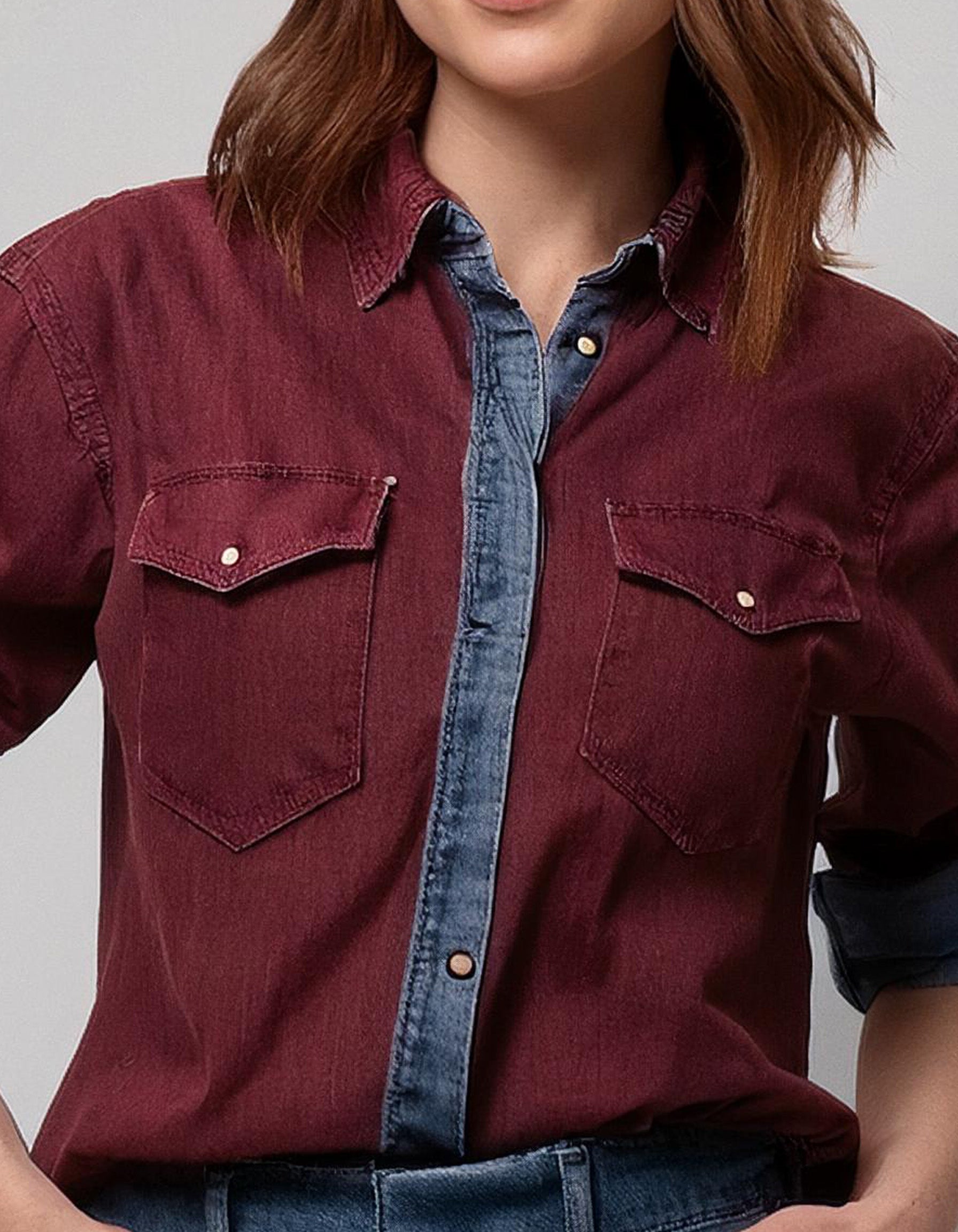 Burgundy Denim Shirt 3