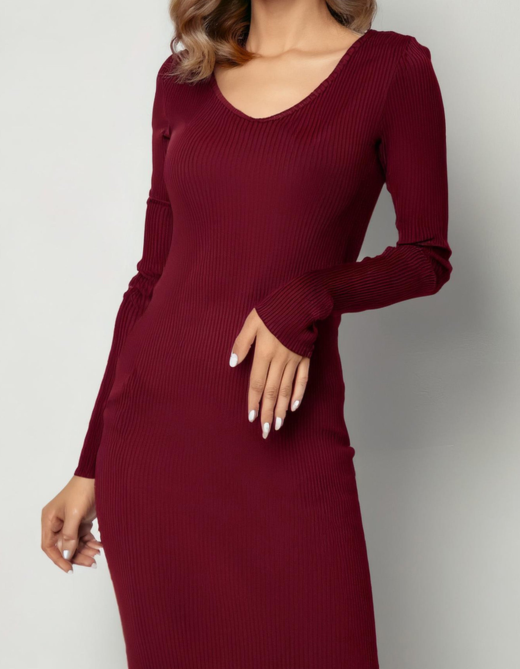 Burgundy Elegance Bodycon Dress 2