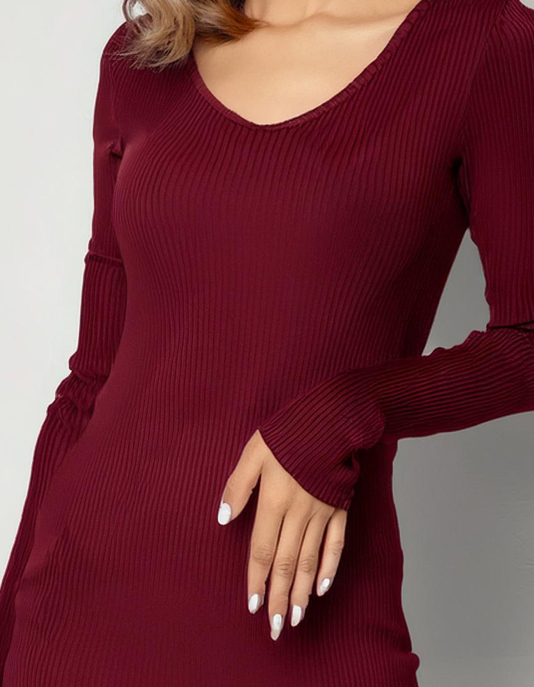Burgundy Elegance Bodycon Dress 3