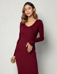 Burgundy Elegance Bodycon Dress