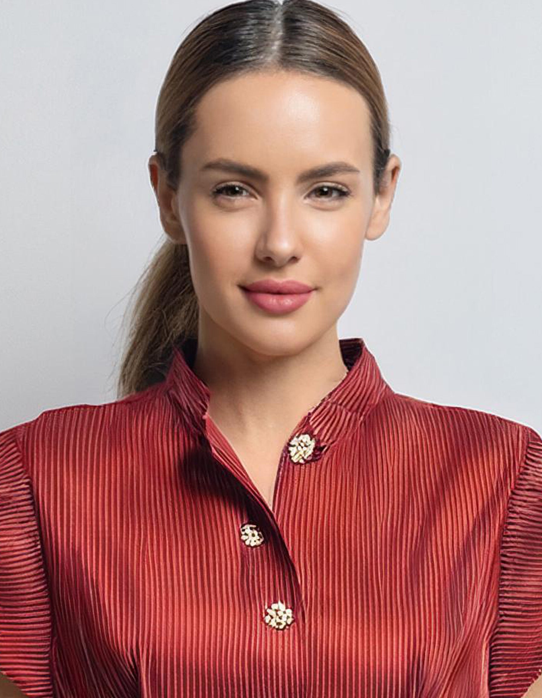 Burgundy Fit and Flare Shirt Dress 4