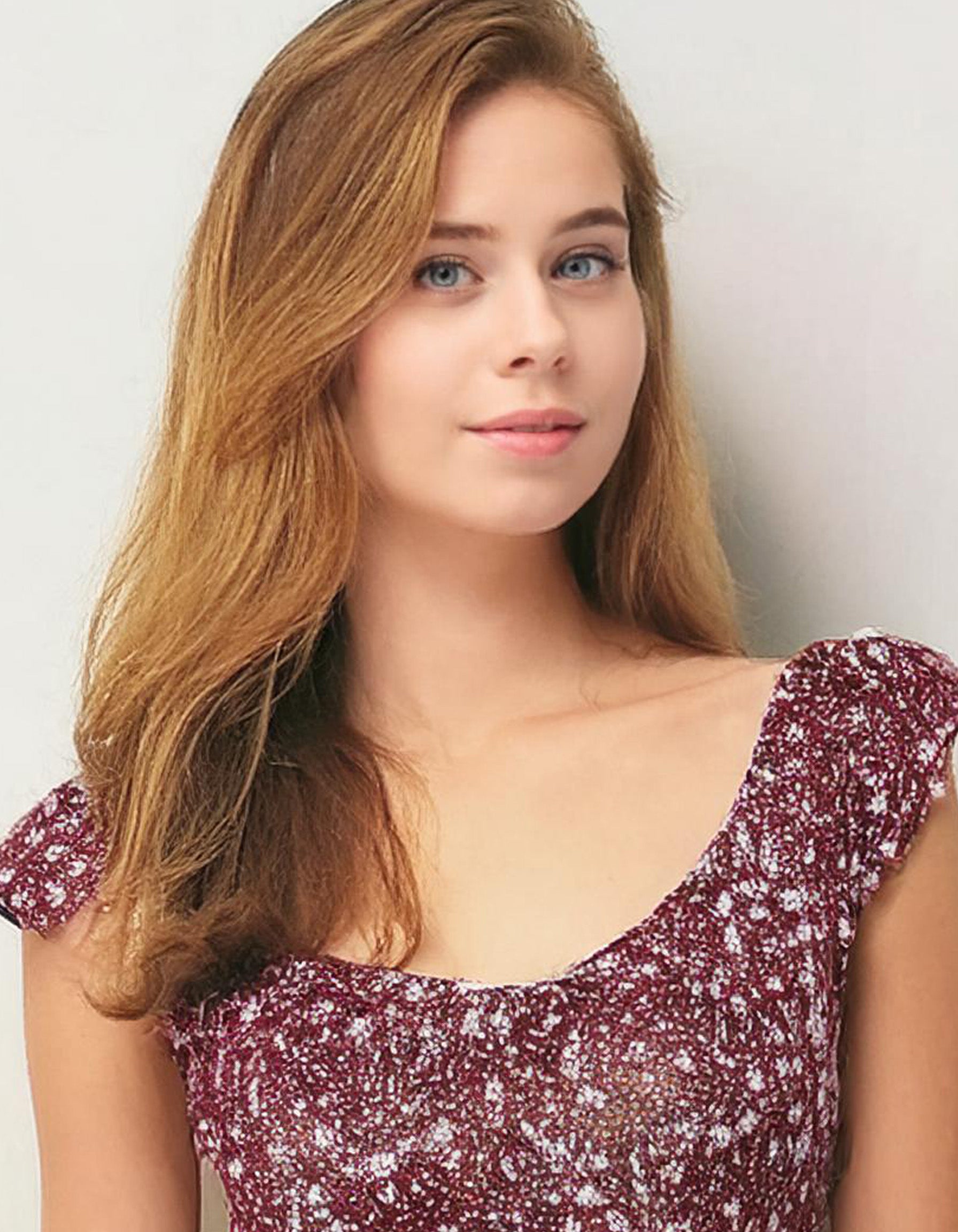 Burgundy Floral A-Line Dress 4