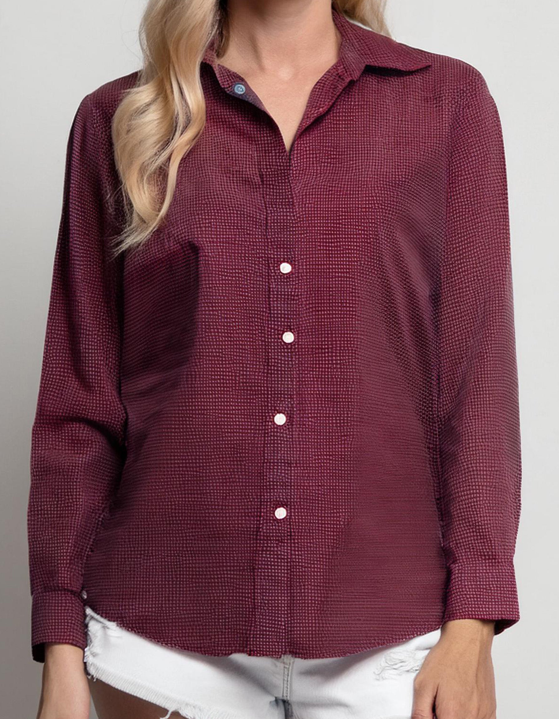 Burgundy Long Sleeve Dress Shirt 2