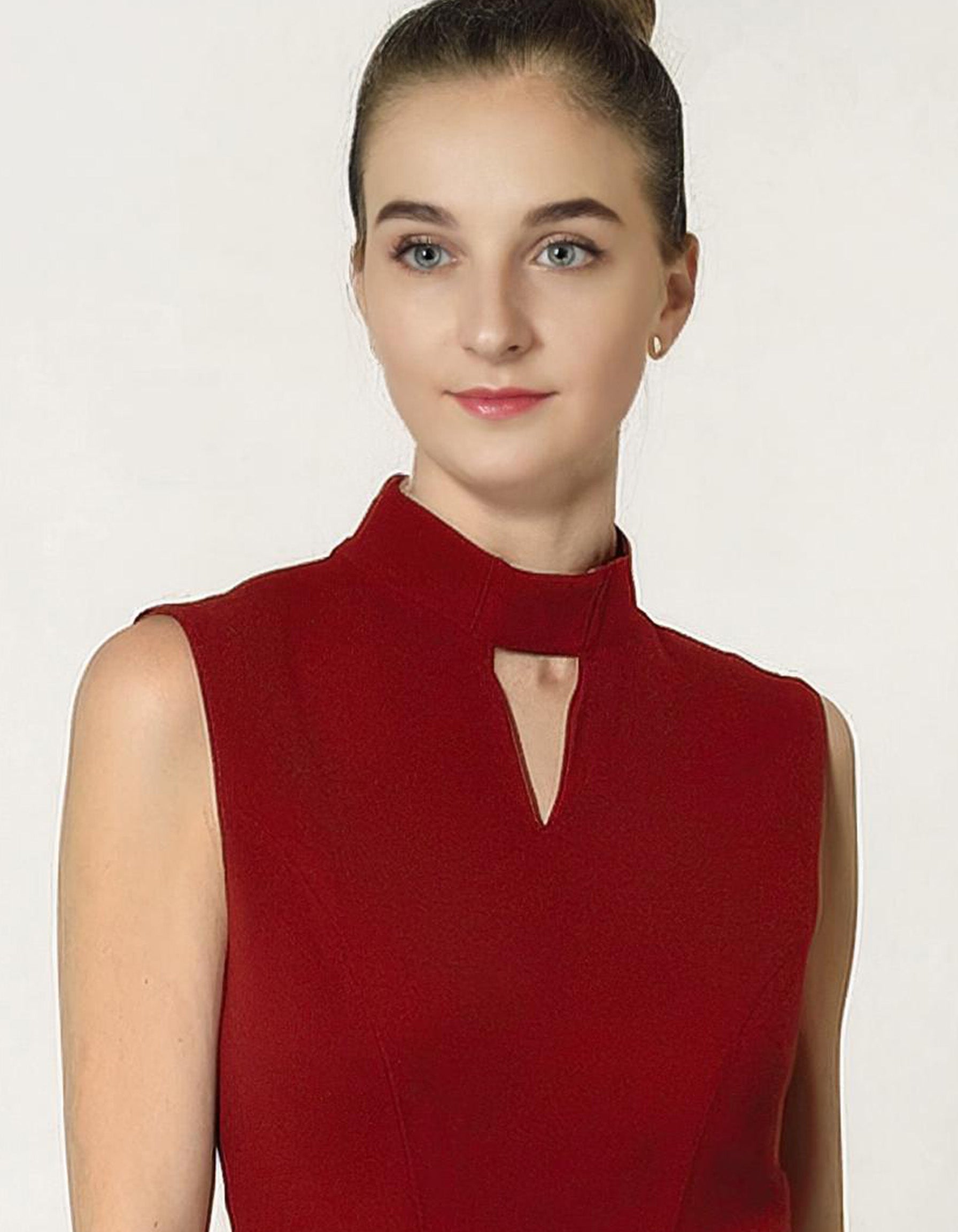 Burgundy Sleeveless Sheath Dress 4