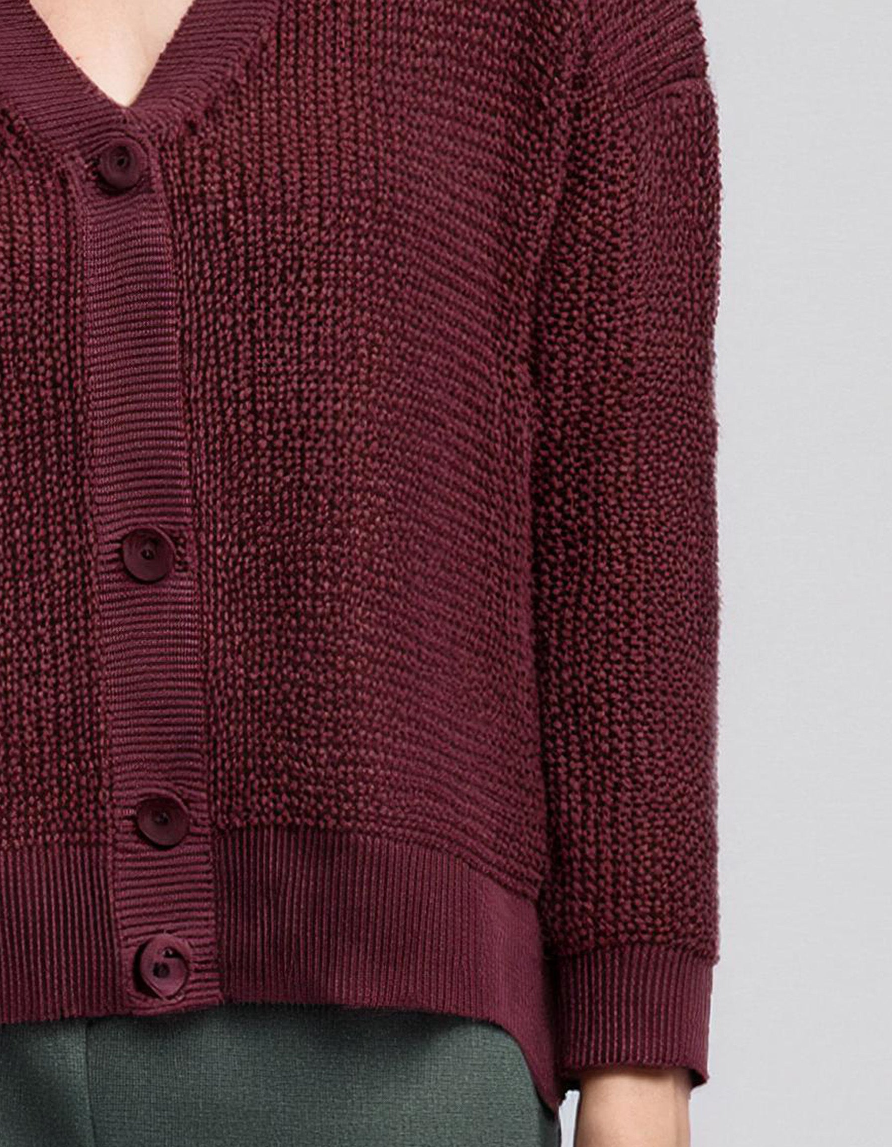 Burgundy V-Neck Button-Up Cardigan 3