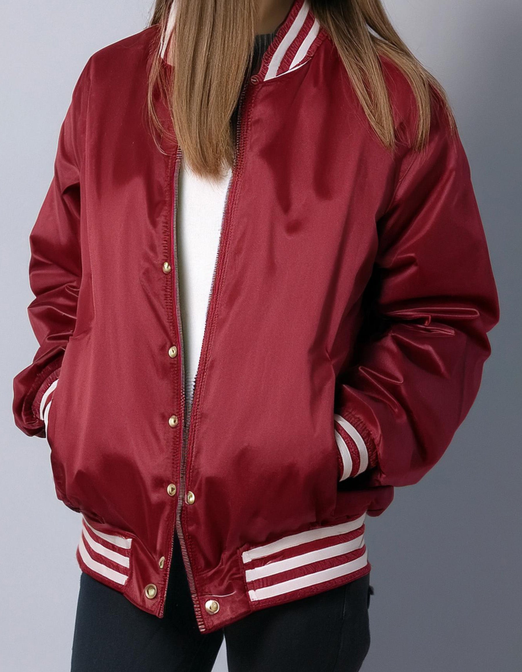 Burgundy Varsity Bomber Jacket 2