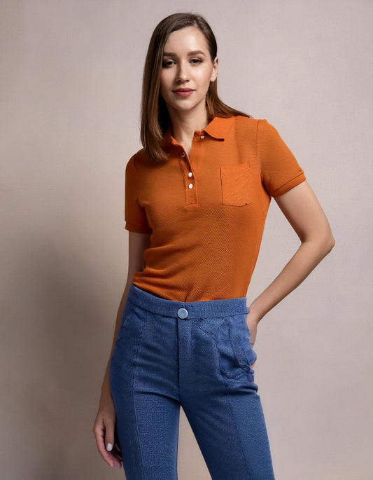 Burnt Orange Casual Polo Shirt