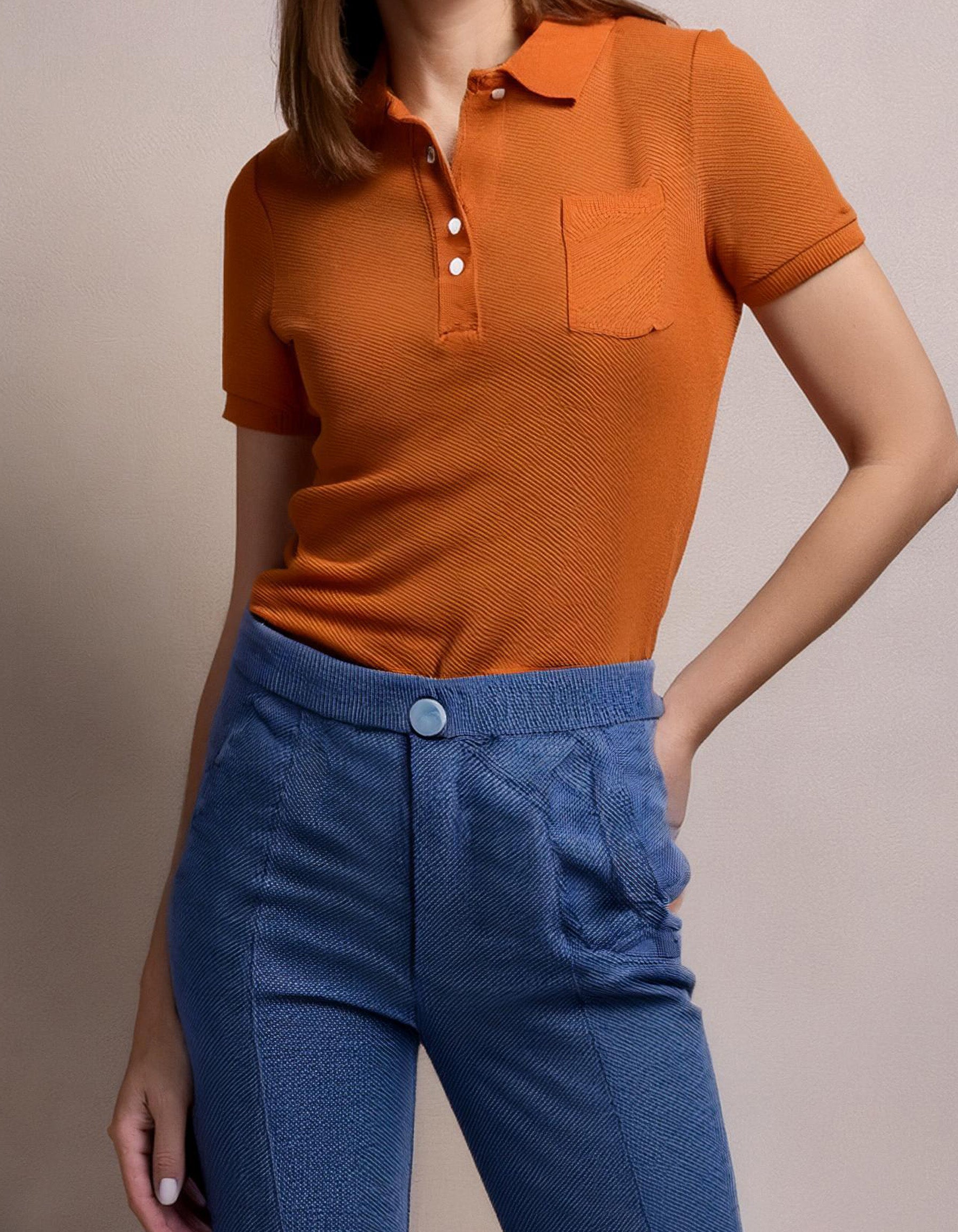Burnt Orange Casual Polo Shirt 2