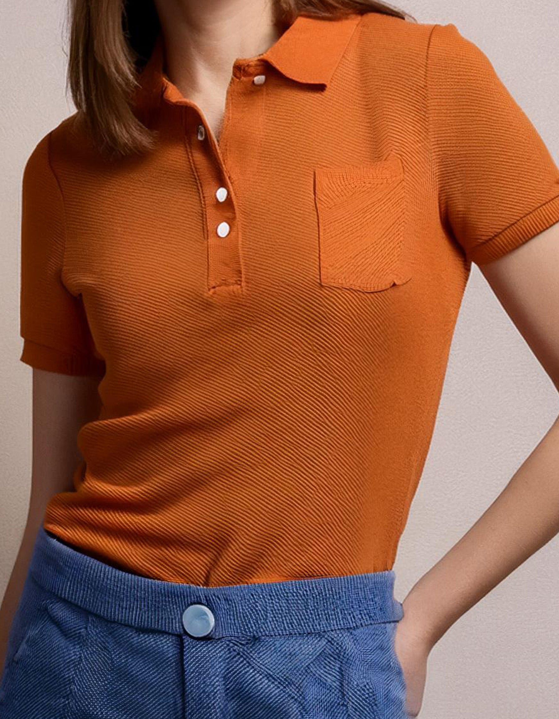 Burnt Orange Casual Polo Shirt 3