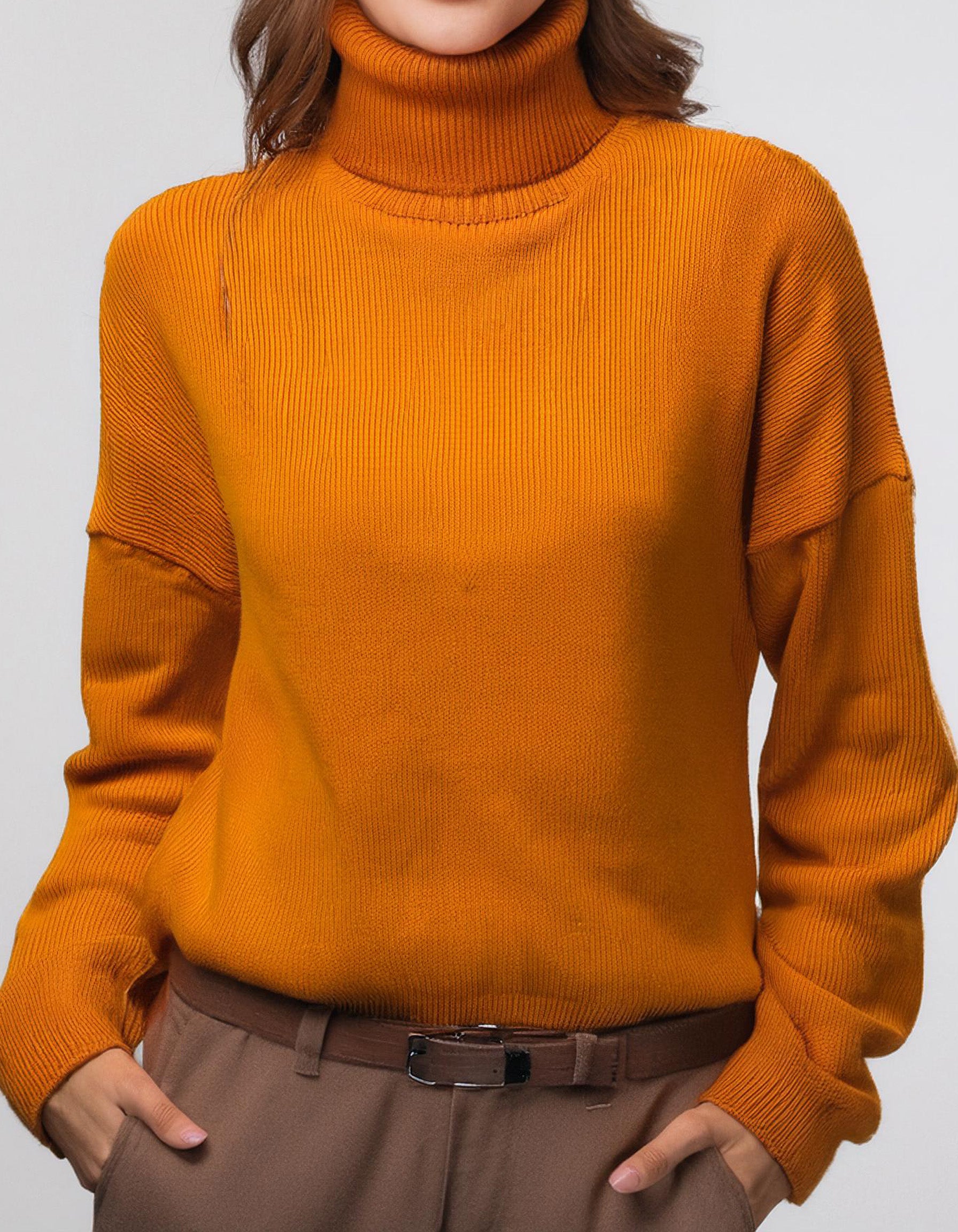 Burnt Orange Lightweight Turtleneck Pullover 2
