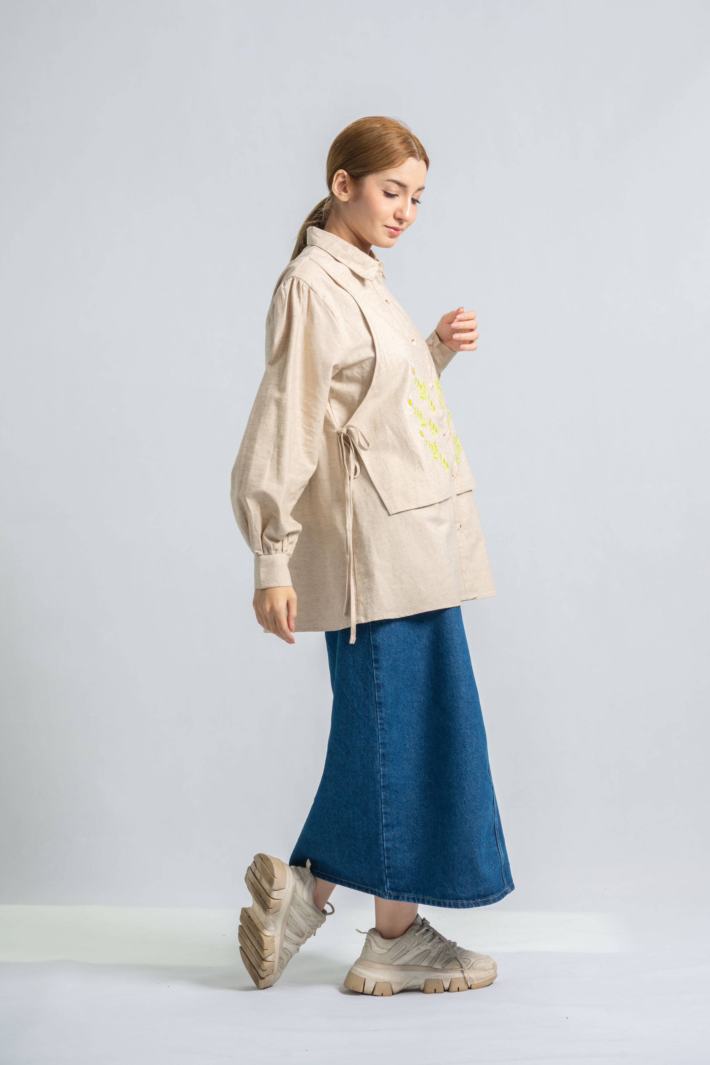 Patterned Rustic Linen Shirt