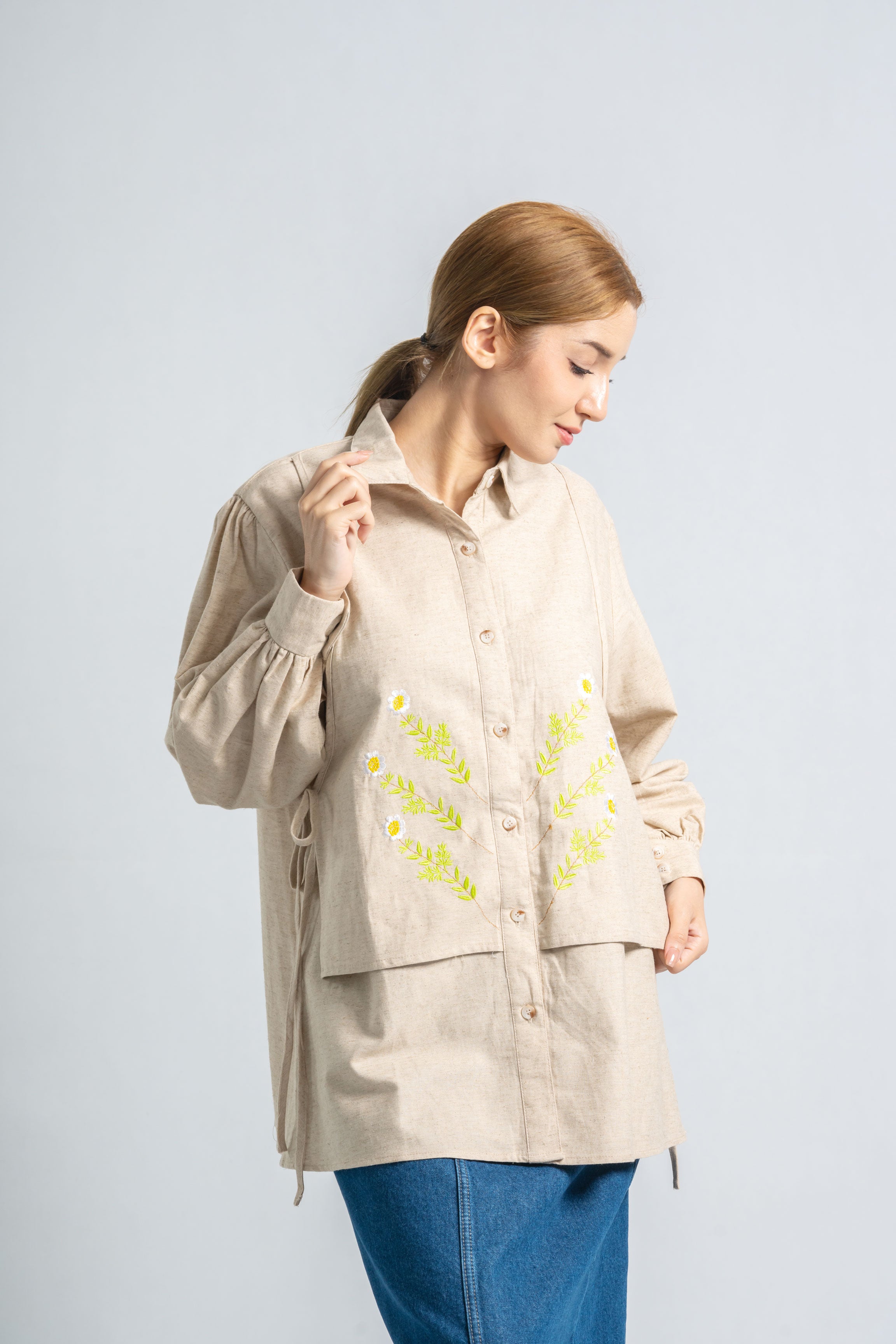 Patterned Rustic Linen Shirt