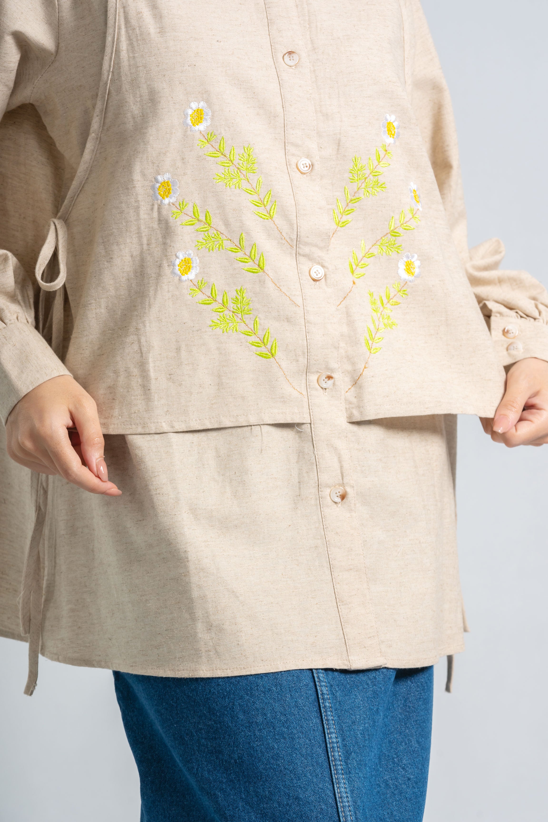 Patterned Rustic Linen Shirt