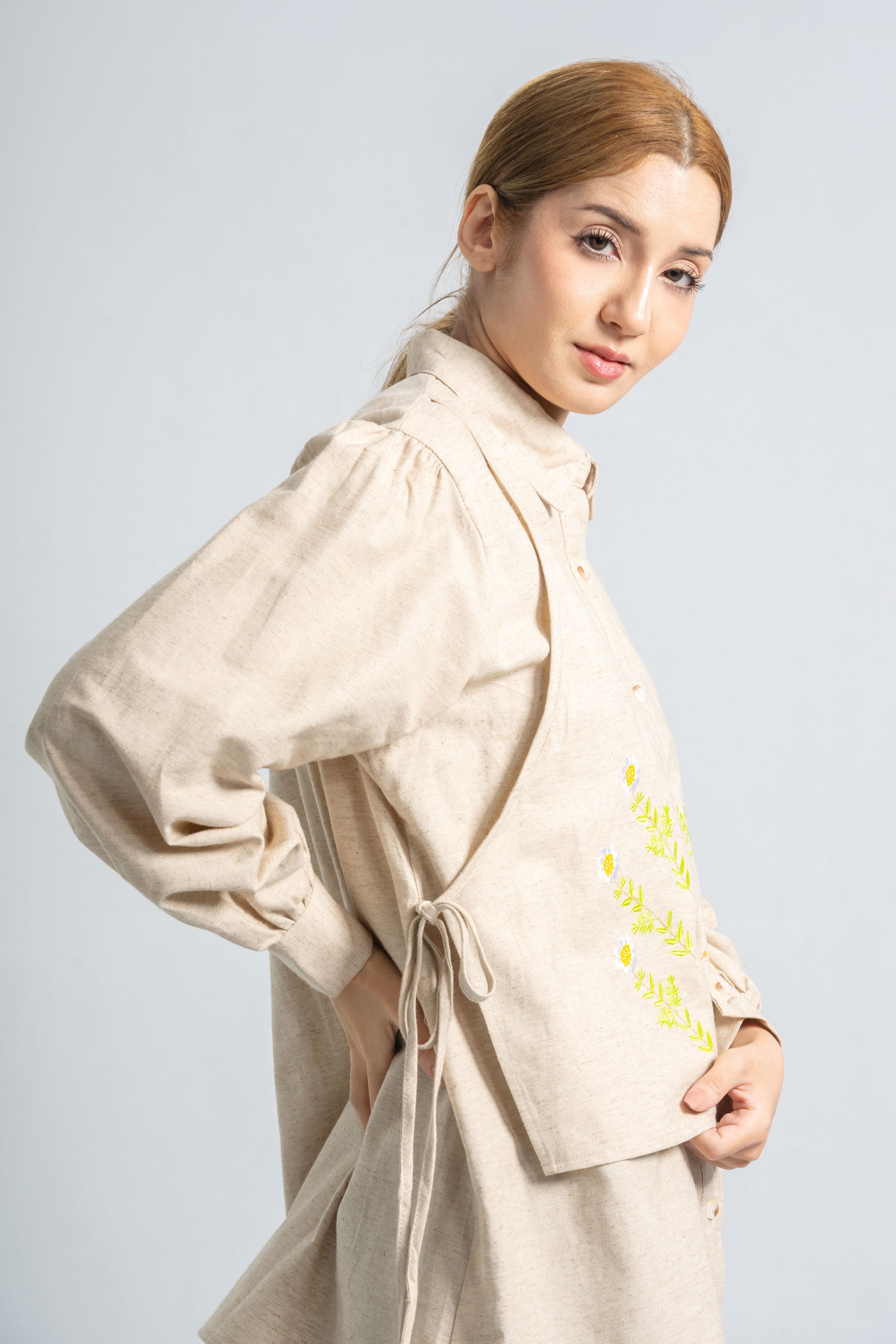 Patterned Rustic Linen Shirt