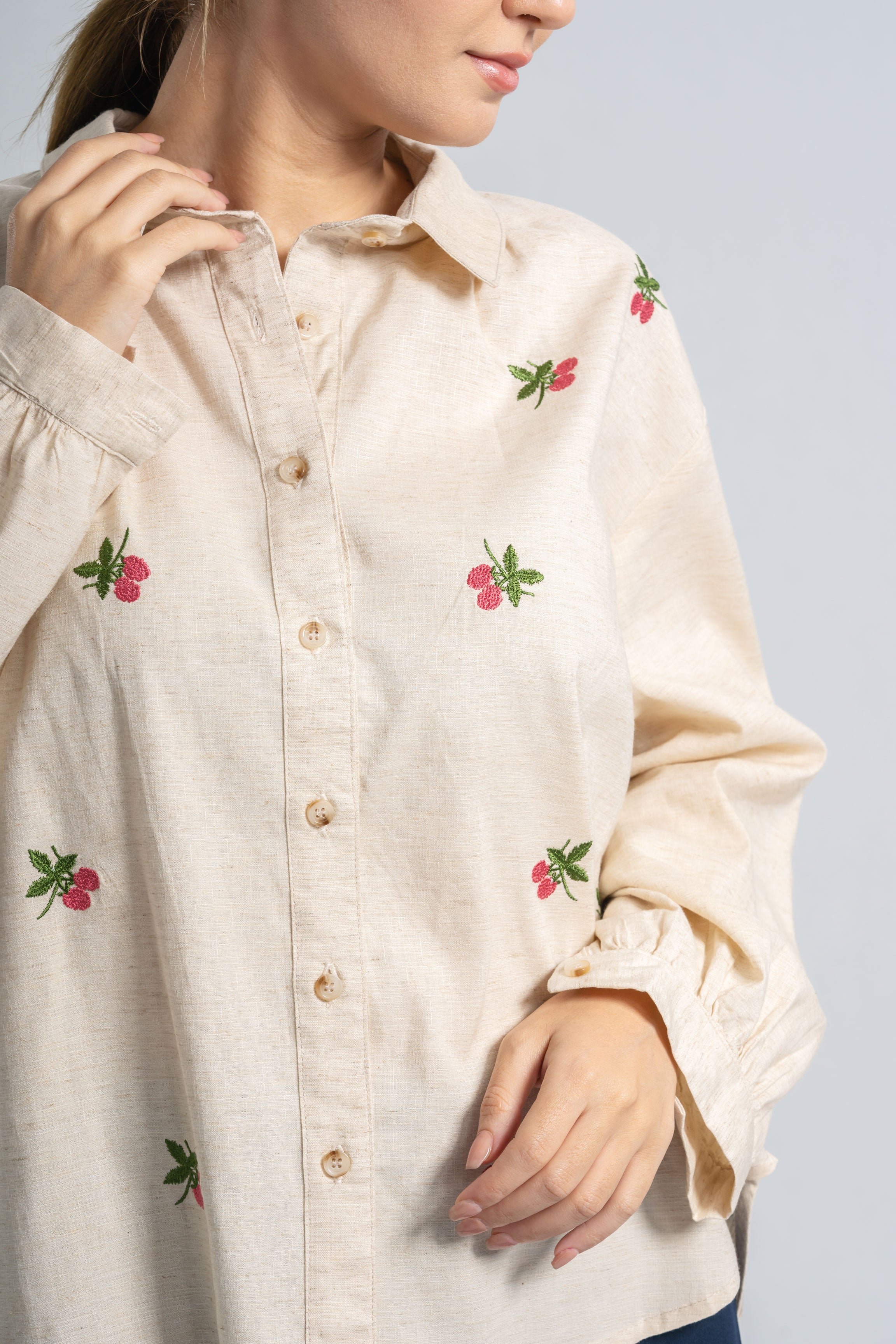 Patterned Rustic Linen Shirt