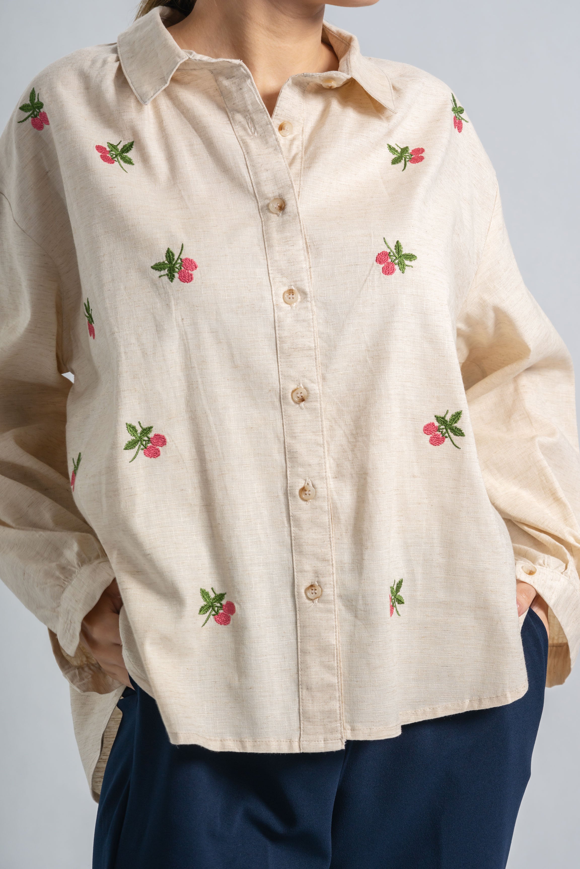 Patterned Rustic Linen Shirt