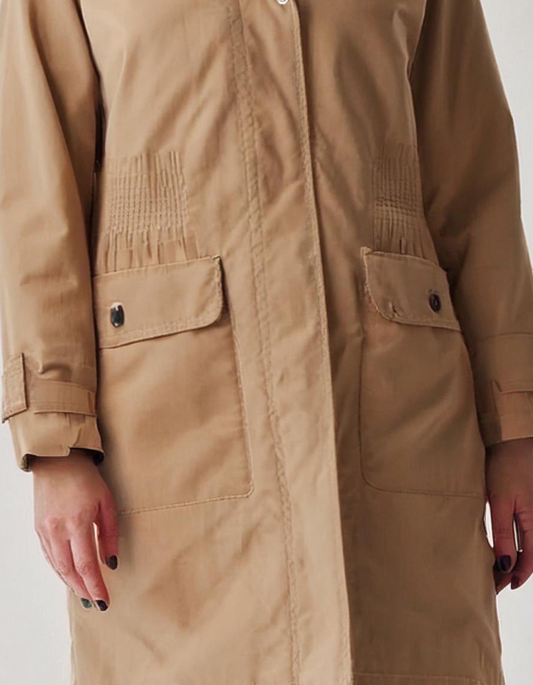 Camel Brown Long Parka with Fleece Lining 3