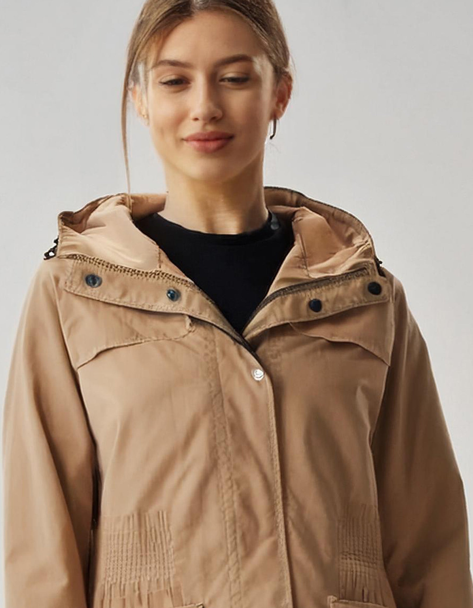 Camel Brown Long Parka with Fleece Lining 4