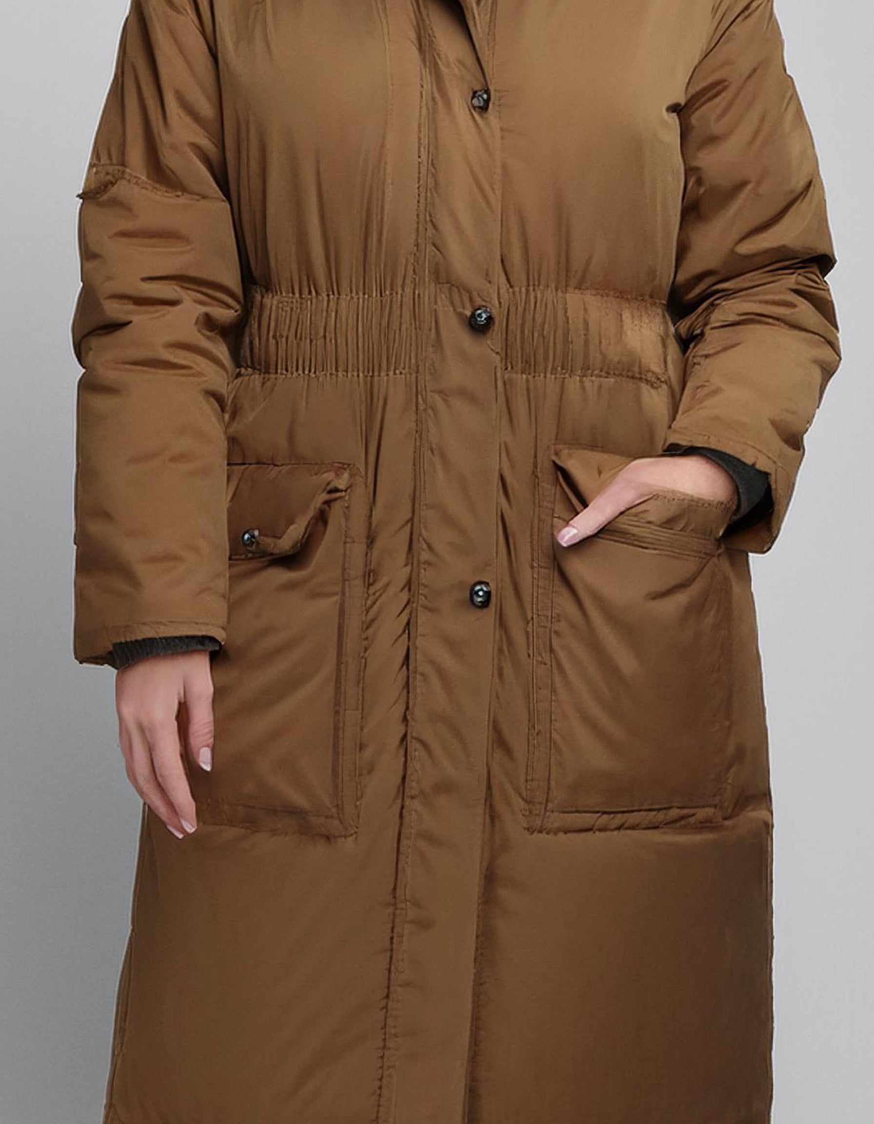 Camel Long Hooded Parka Jacket for Cold Weather 3