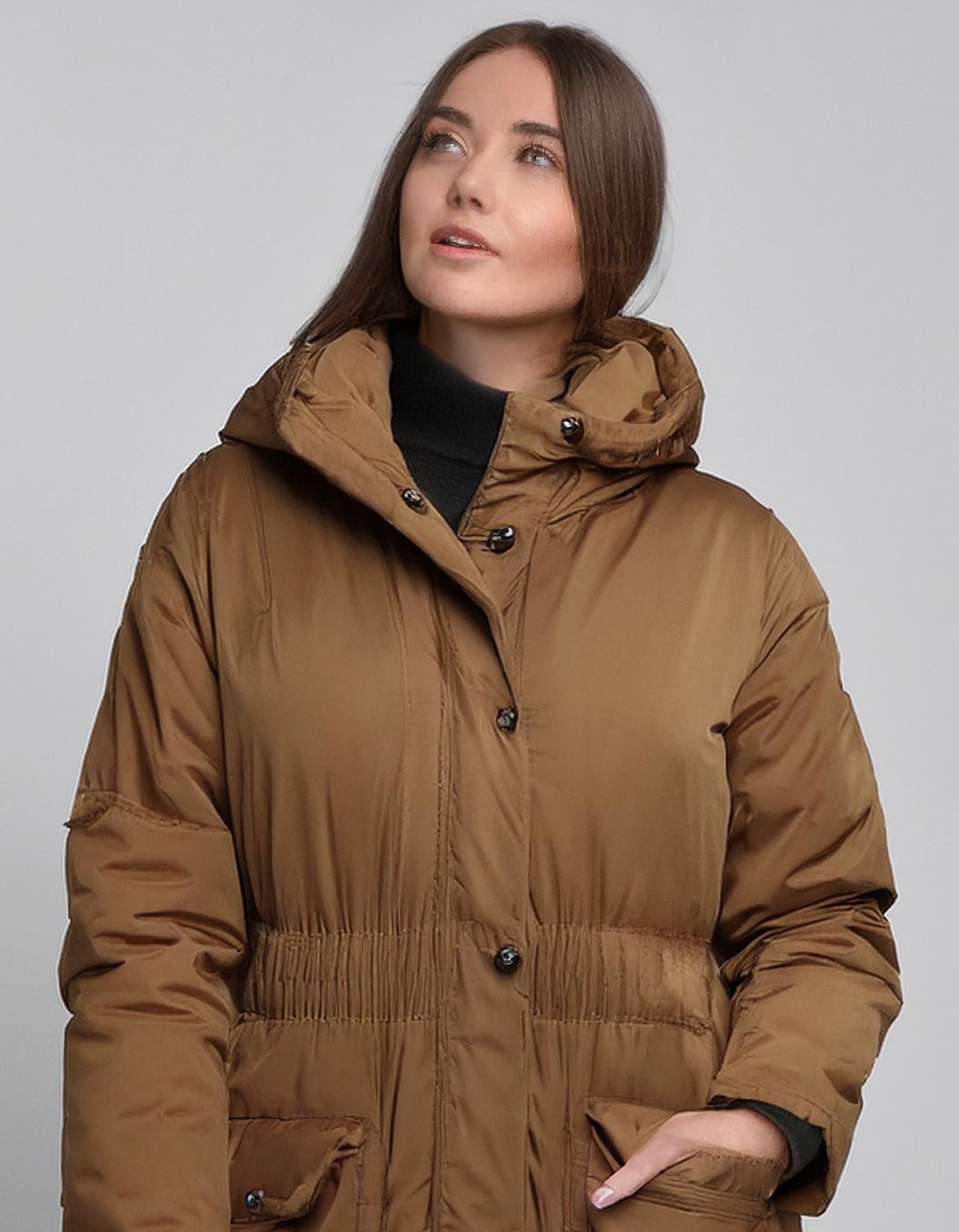 Camel Long Hooded Parka Jacket for Cold Weather 4