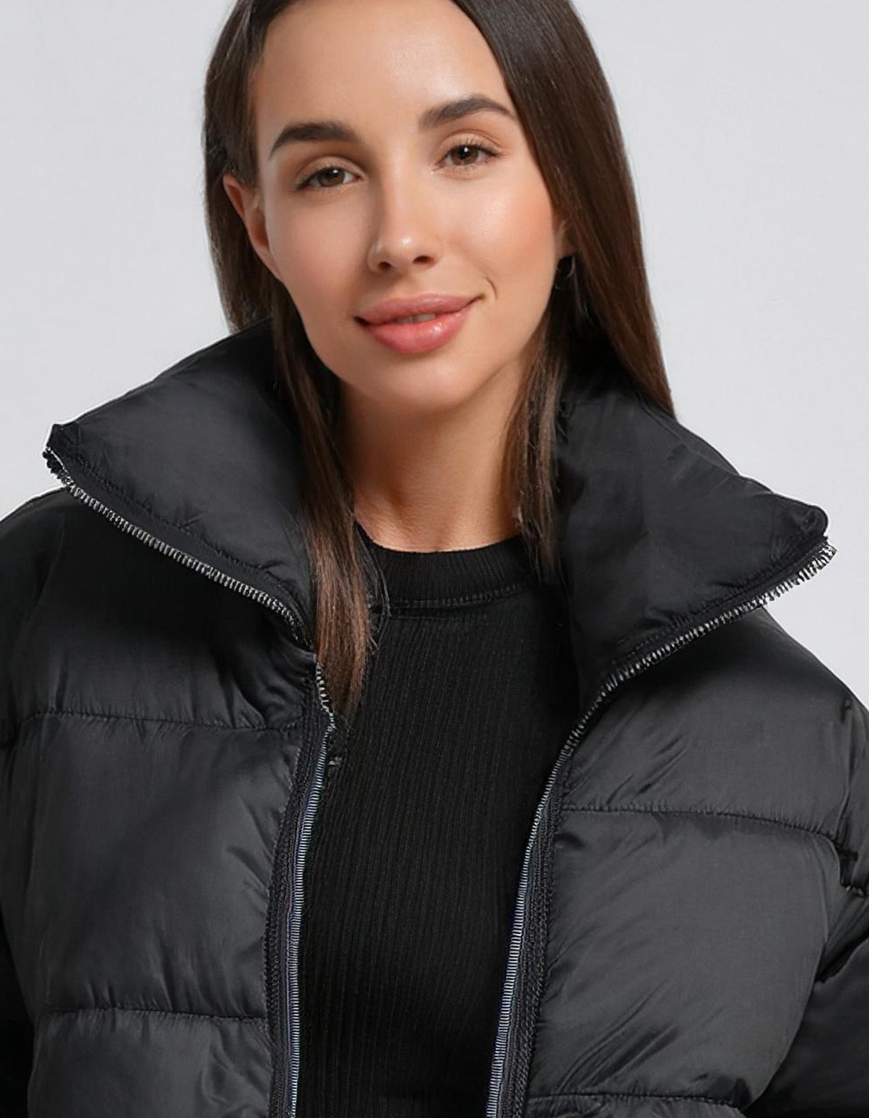 Charcoal Cropped Puffer Jacket 4